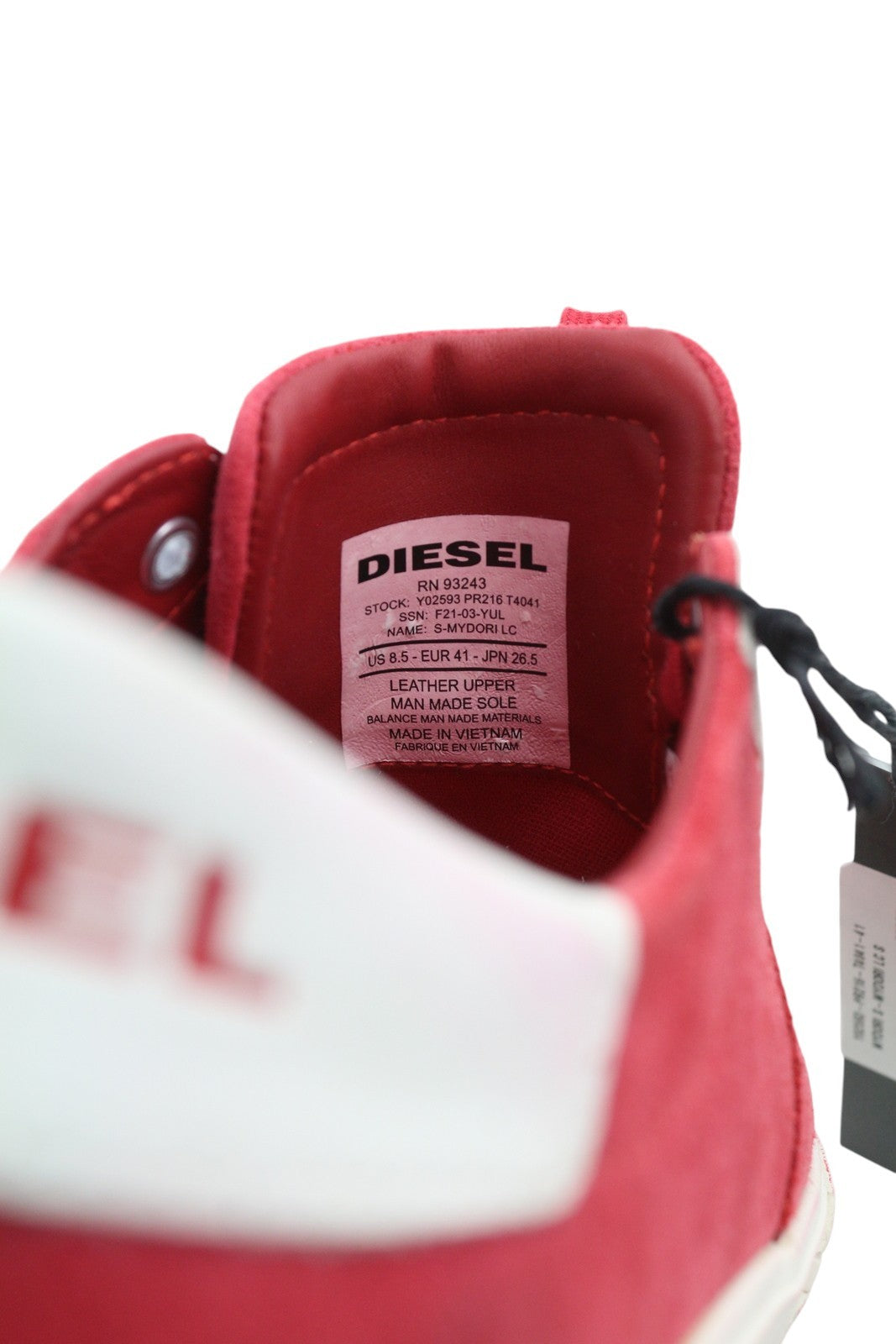 DIESEL S-Mydori LC vyriški sportbačiai, raudoni, zomšiniai, odiniai, migdolų spalvos noseliai, suvarstyti, RRP 200 € 