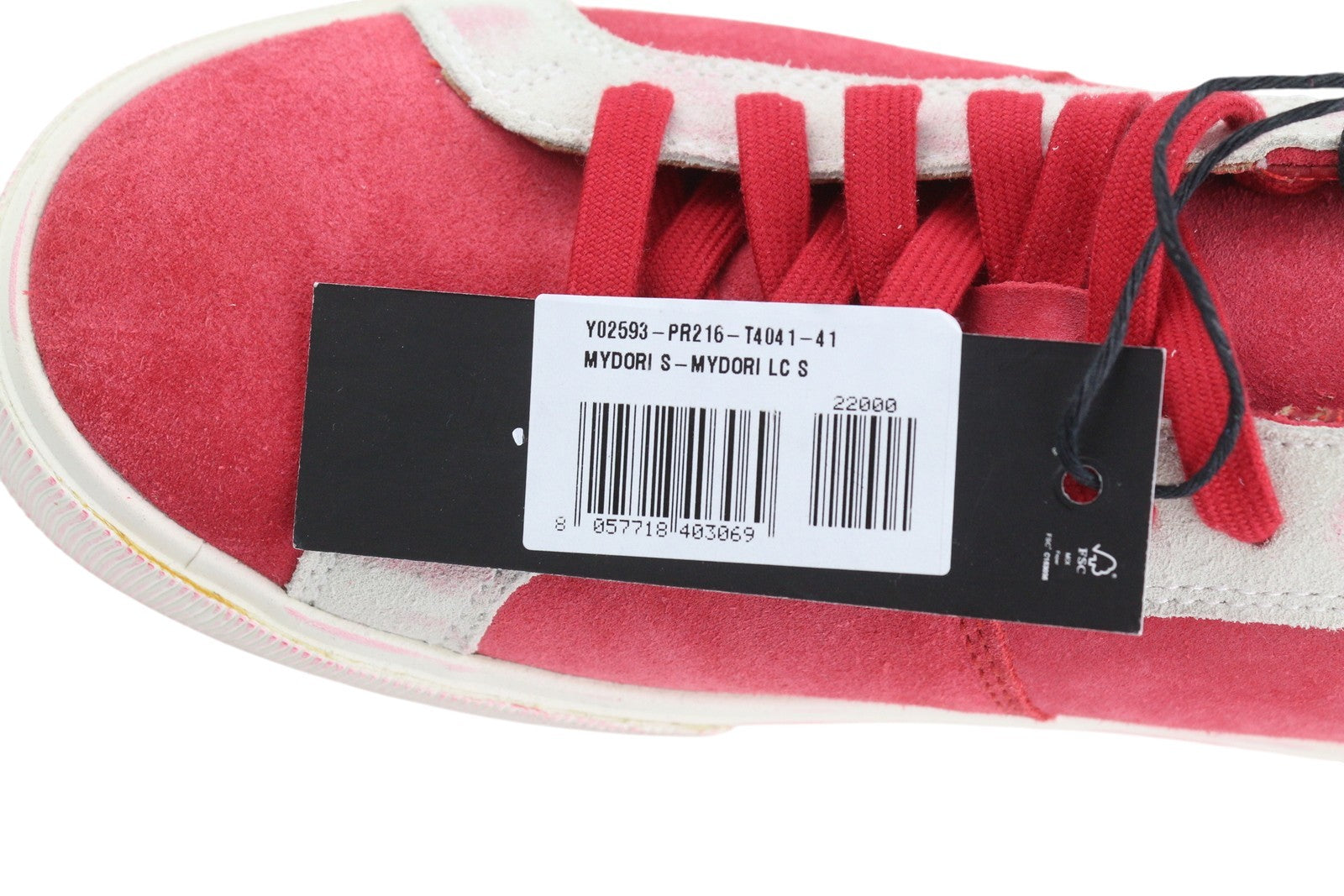 DIESEL S-Mydori LC vyriški sportbačiai, raudoni, zomšiniai, odiniai, migdolų spalvos noseliai, suvarstyti, RRP 200 € 