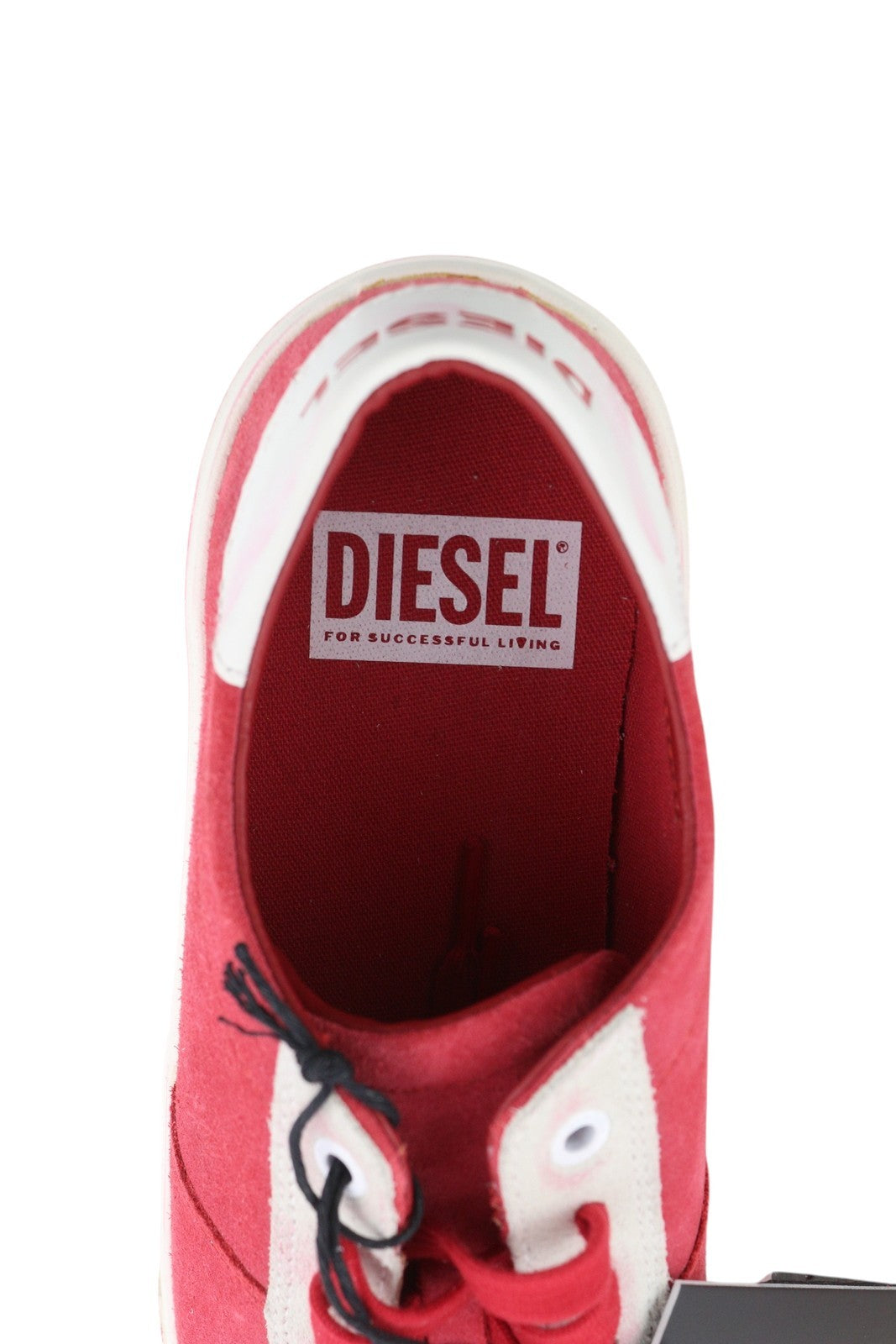 DIESEL S-Mydori LC vyriški sportbačiai, raudoni, zomšiniai, odiniai, migdolų spalvos noseliai, suvarstyti, RRP 200 € 
