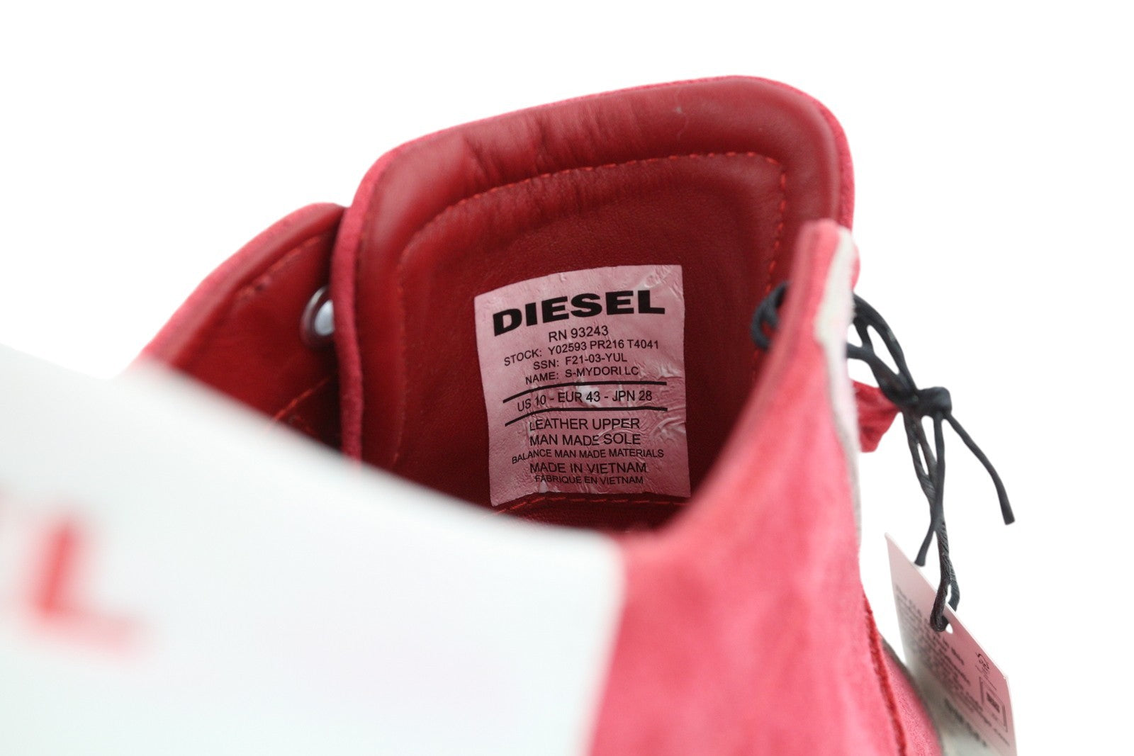 DIESEL S-Mydori LC vyriški sportbačiai, raudoni, zomšiniai, odiniai, migdolų spalvos, žemakulniai, RRP 200 € 