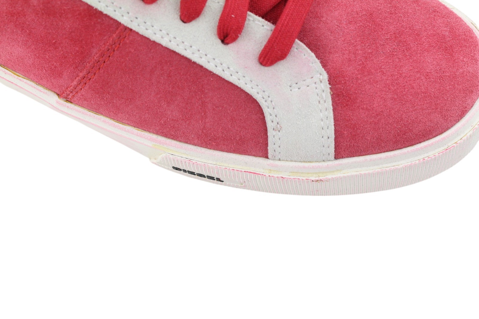 DIESEL S-Mydori LC vyriški sportbačiai, raudoni, zomšiniai, odiniai, migdolų spalvos, žemakulniai, RRP 200 € 