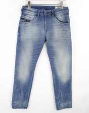 DIESEL D-Bazer 0090D vyriški džinsai W28/L30 siaurėjantys mėlyni tamprūs medvilniniai urban stiliaus džinsai 