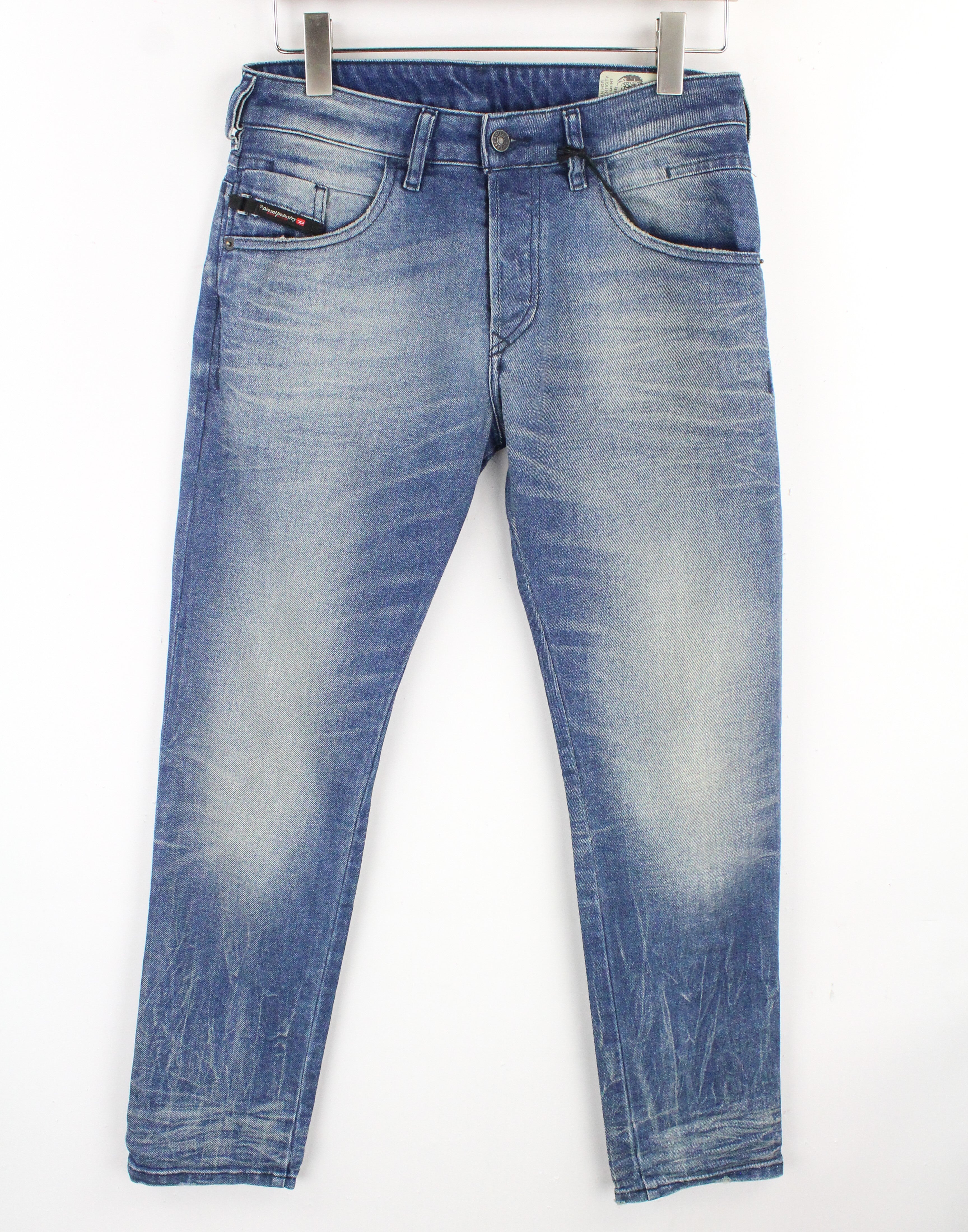 DIESEL D-Bazer 0090D vyriški džinsai W28/L30 siaurėjantys mėlyni tamprūs medvilniniai urban stiliaus džinsai 