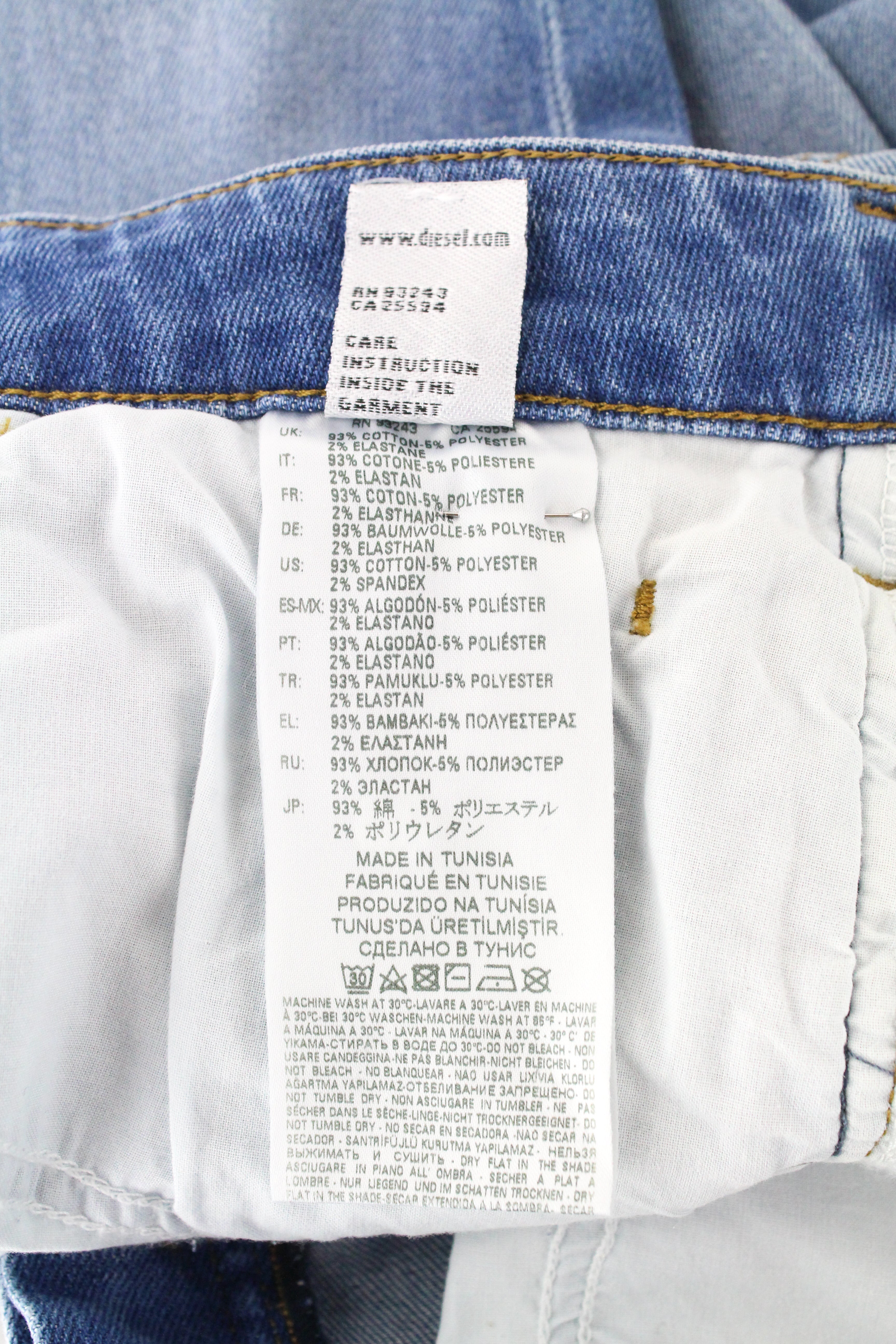 DIESEL D-Bazer 087AQ vyriški džinsai W28/L32 šviesiai mėlyni siaurėjantys tamprūs džinsai 