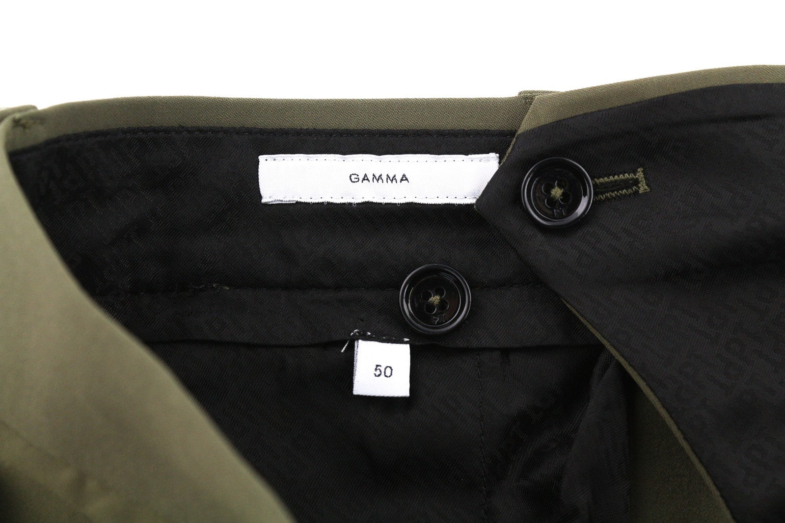 PT TORINO Gamma vyriškos kelnės 50 chaki spalvos su tampriomis užtrauktukais ir plonomis krovininėmis kišenėmis 