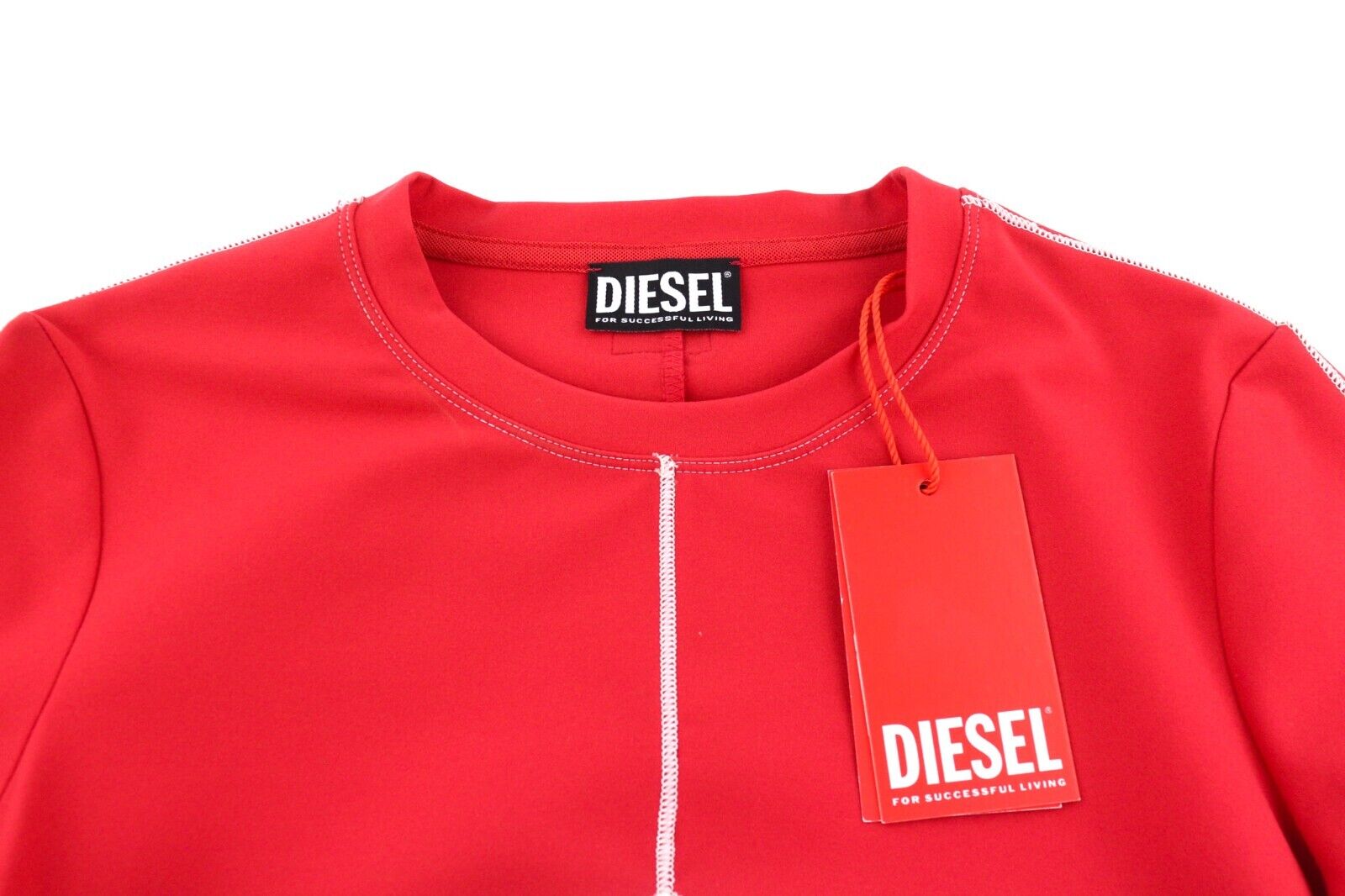 DIESEL D-Maxat-LS moteriška suknelė S, raudona, ilgomis rankovėmis, apvalia apykakle, mini stiliaus, RMK 175 € 