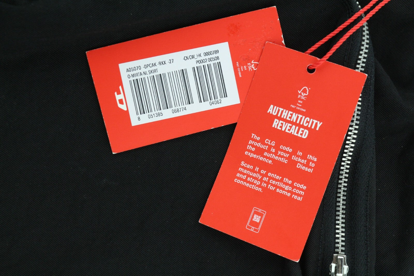 DIESEL O-Mirta-NL moteriškas sijonas, W27, juodas, su tampria juosmens kišene, užtrauktuku, RRP275