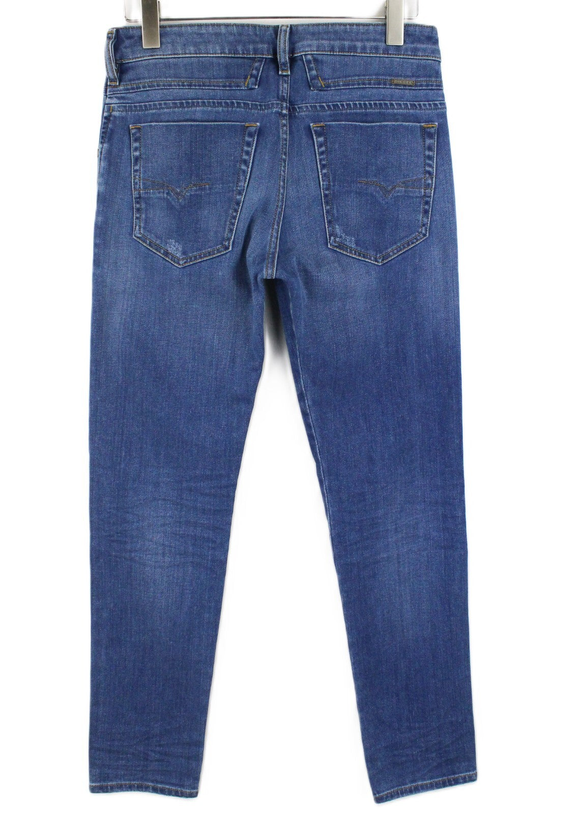 DIESEL D-Bazer 083AX vyriški džinsai W29/L30 mėlyni, dirbtinės odos, tamprios medvilnės smailėjančios kelnės 