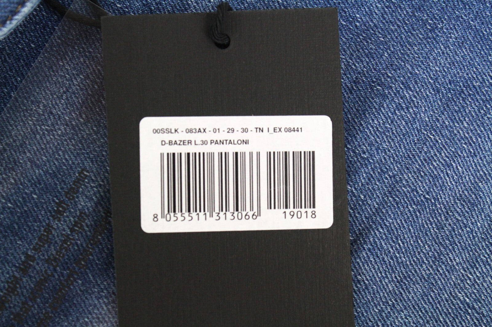 DIESEL D-Bazer 083AX vyriški džinsai W29/L30 mėlyni, dirbtinės odos, tamprios medvilnės smailėjančios kelnės 