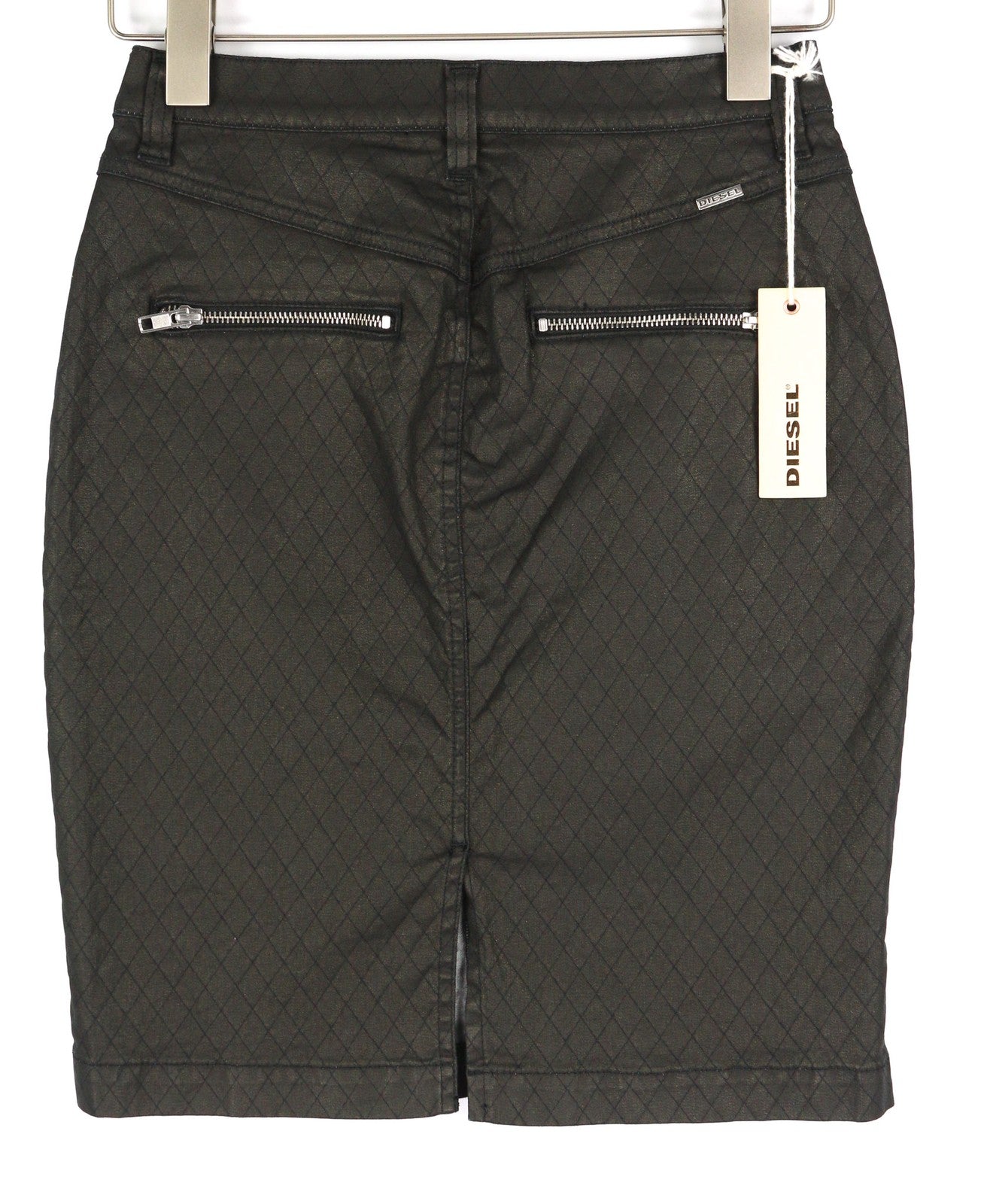 DIESEL De-Frank moteriškas sijonas W27 juodas su užtrauktukais ir siuvinėtomis kišenėmis 