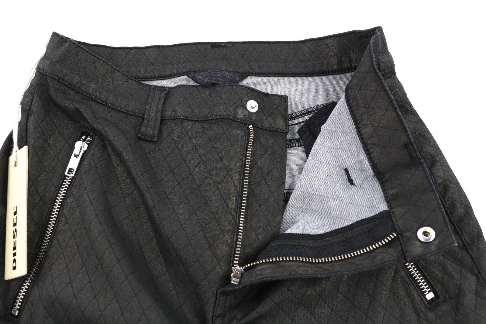 DIESEL De-Frank moteriškas sijonas W27 juodas su užtrauktukais ir siuvinėtomis kišenėmis 