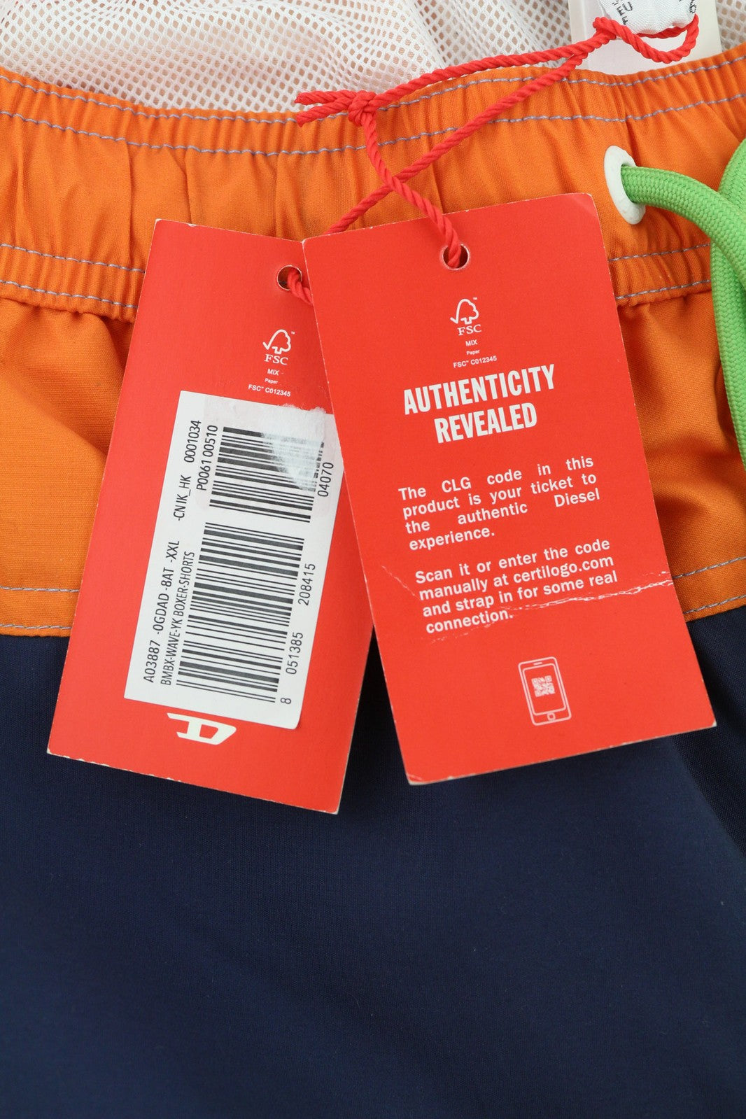 DIESEL BMBX-Wave-YK Mens Swimwear 2XL Beach Boxer Shorts Elastic Waist RRP€75