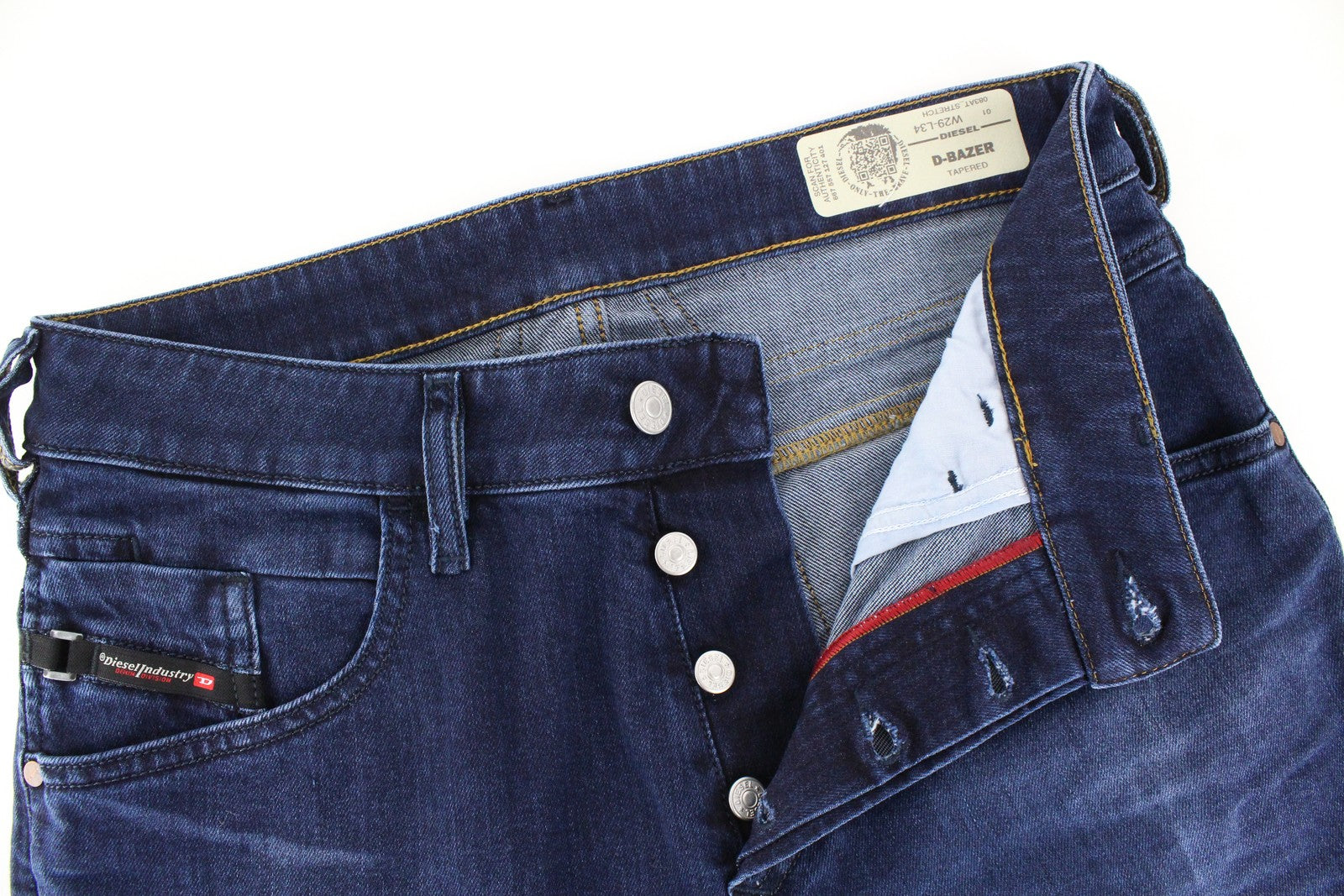 DIESEL D-Bazer 083AT vyriški džinsai W29/L34 mėlyni, skalbti, siaurėjantys, tamprūs, džinsinio audinio 