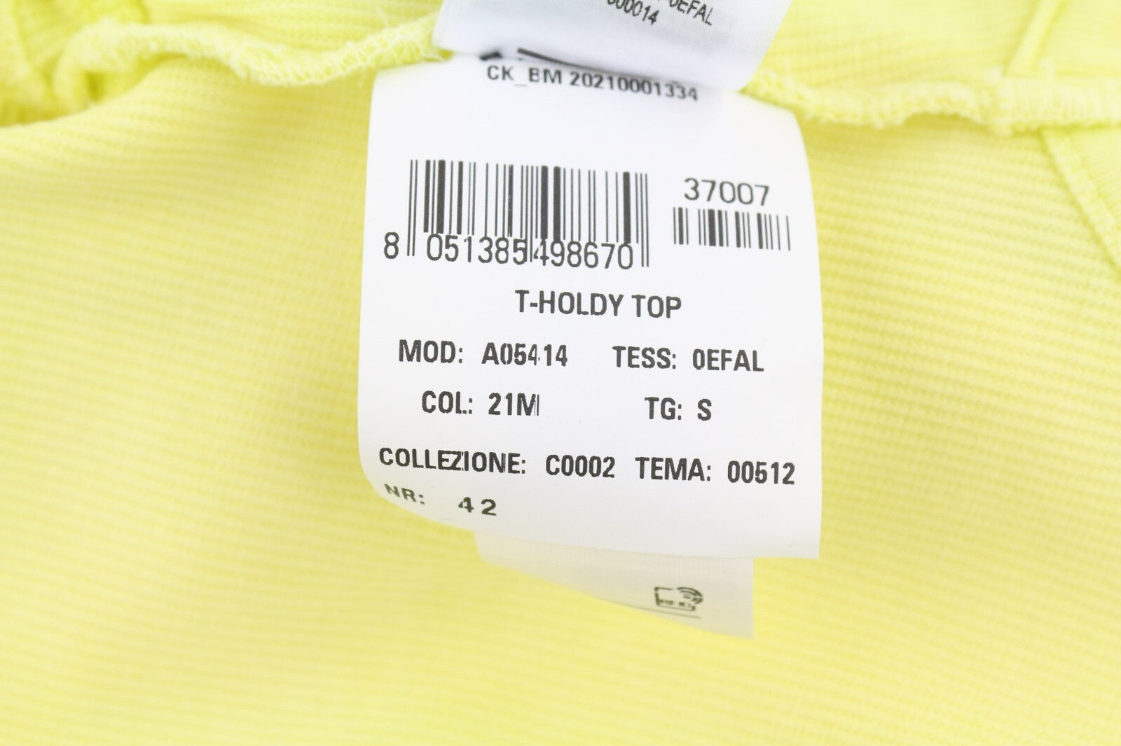 DIESEL T-Holdy moteriški marškinėliai su diržu S, geltoni, sagomis užsegami, apvali apykaklė, rekomenduojama kaina – 300 €