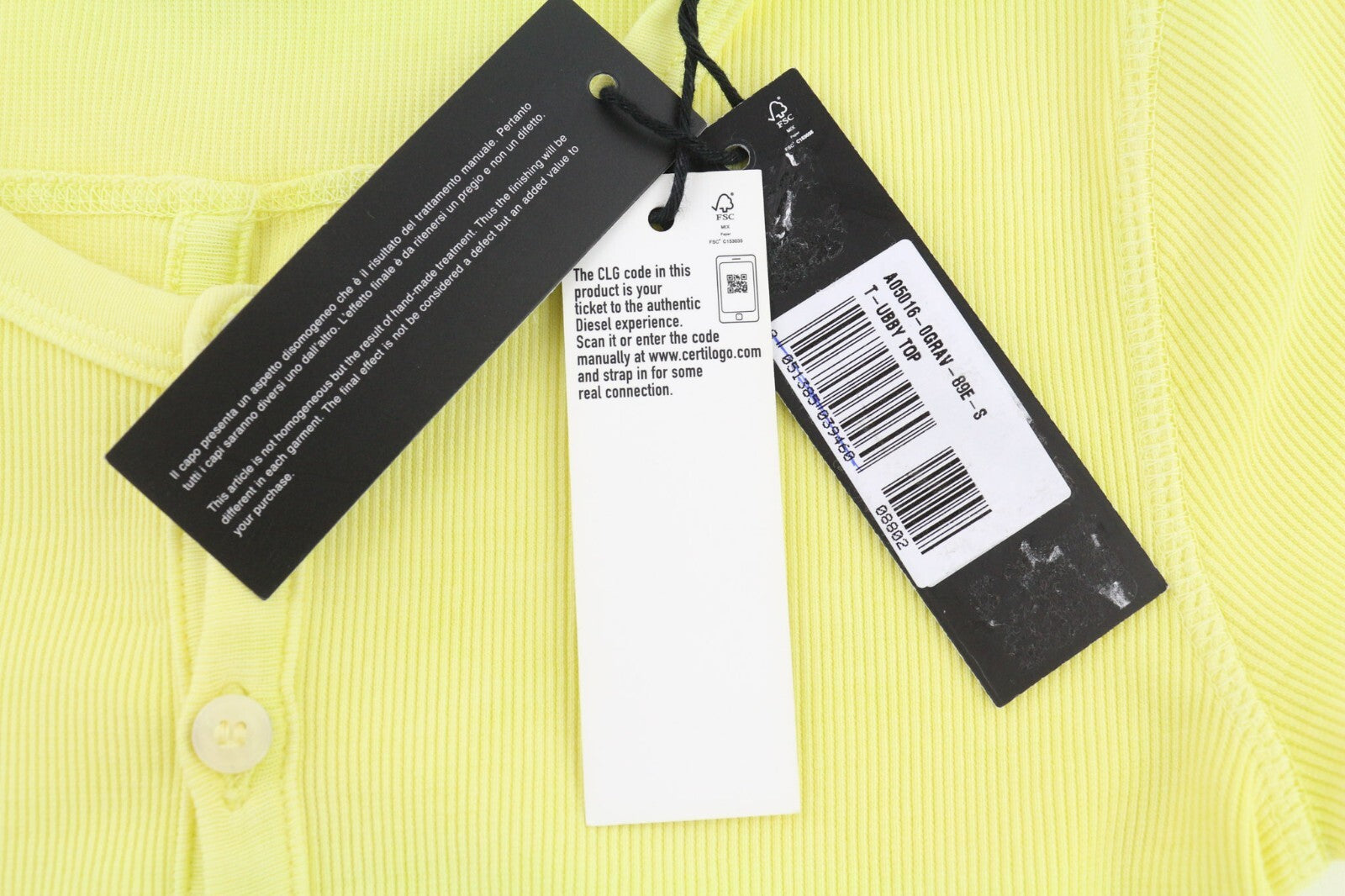 DIESEL T-Holdy moteriški marškinėliai su diržu S, geltoni, sagomis užsegami, apvali apykaklė, rekomenduojama kaina – 300 €