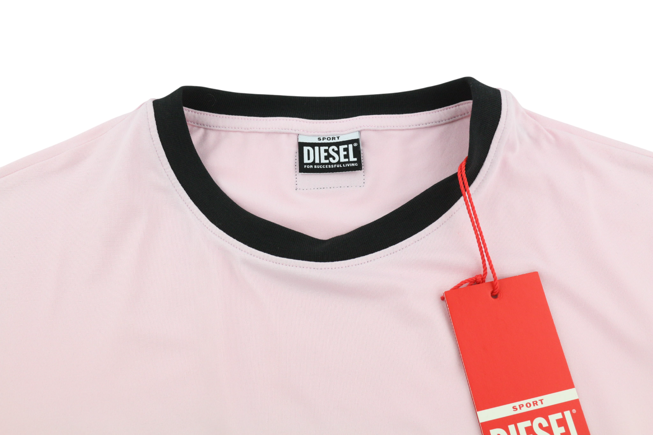 DIESEL Awtee-Boursty-WT1 moteriški marškinėliai su trumpomis rankovėmis, rožiniai, M dydžio, su apvalia juostele, RRP 65 € 