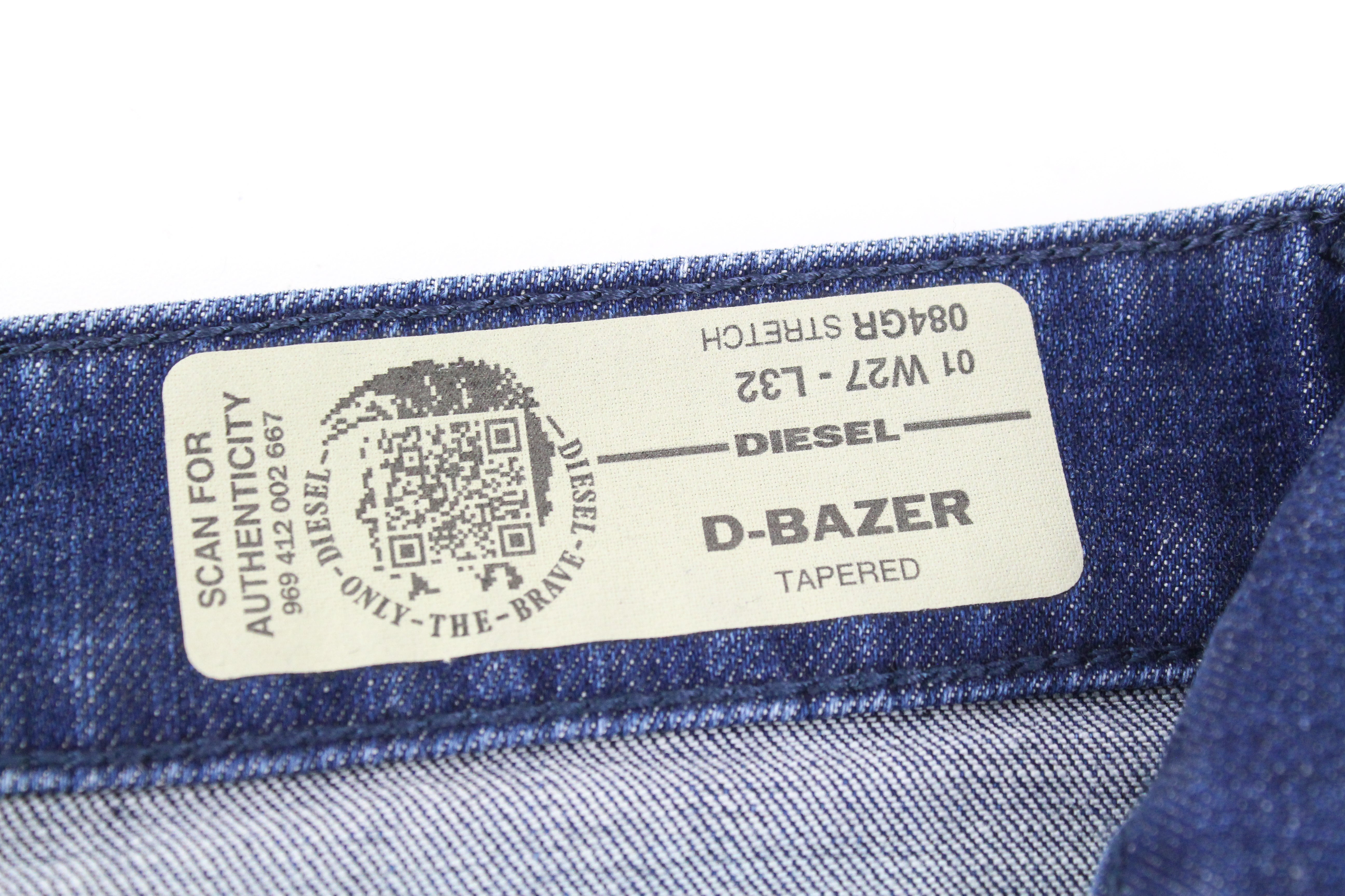 DIESEL D-Bazer 084GR vyriški džinsai W27/L32 siaurėjantys, tamprūs, medvilniniai, mėlyni, džinsinio audinio 