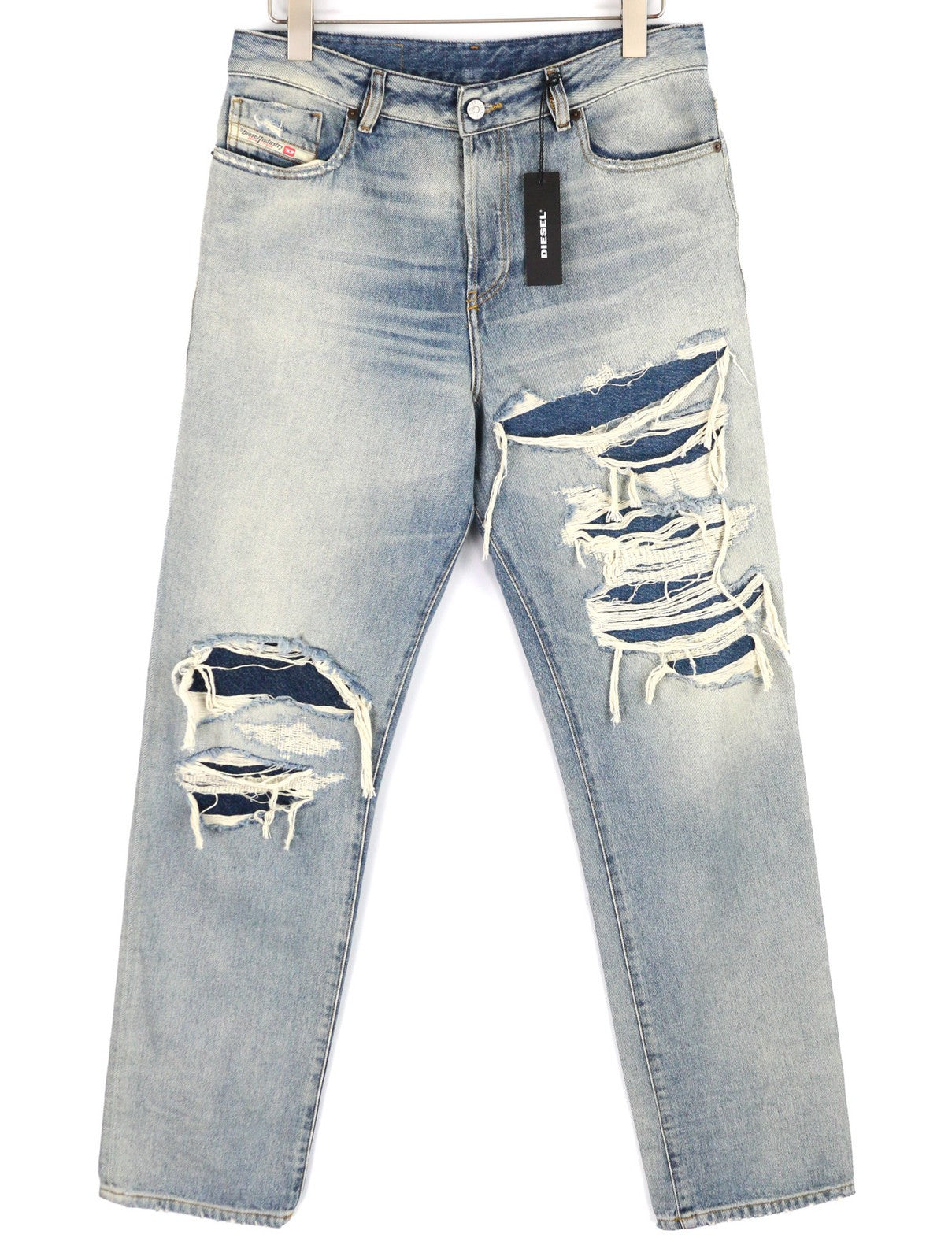 DIESEL D-Rekiv-Z 09C90 Men Jeans W32/L34 Ripped Distress Straight Washed RRP€295