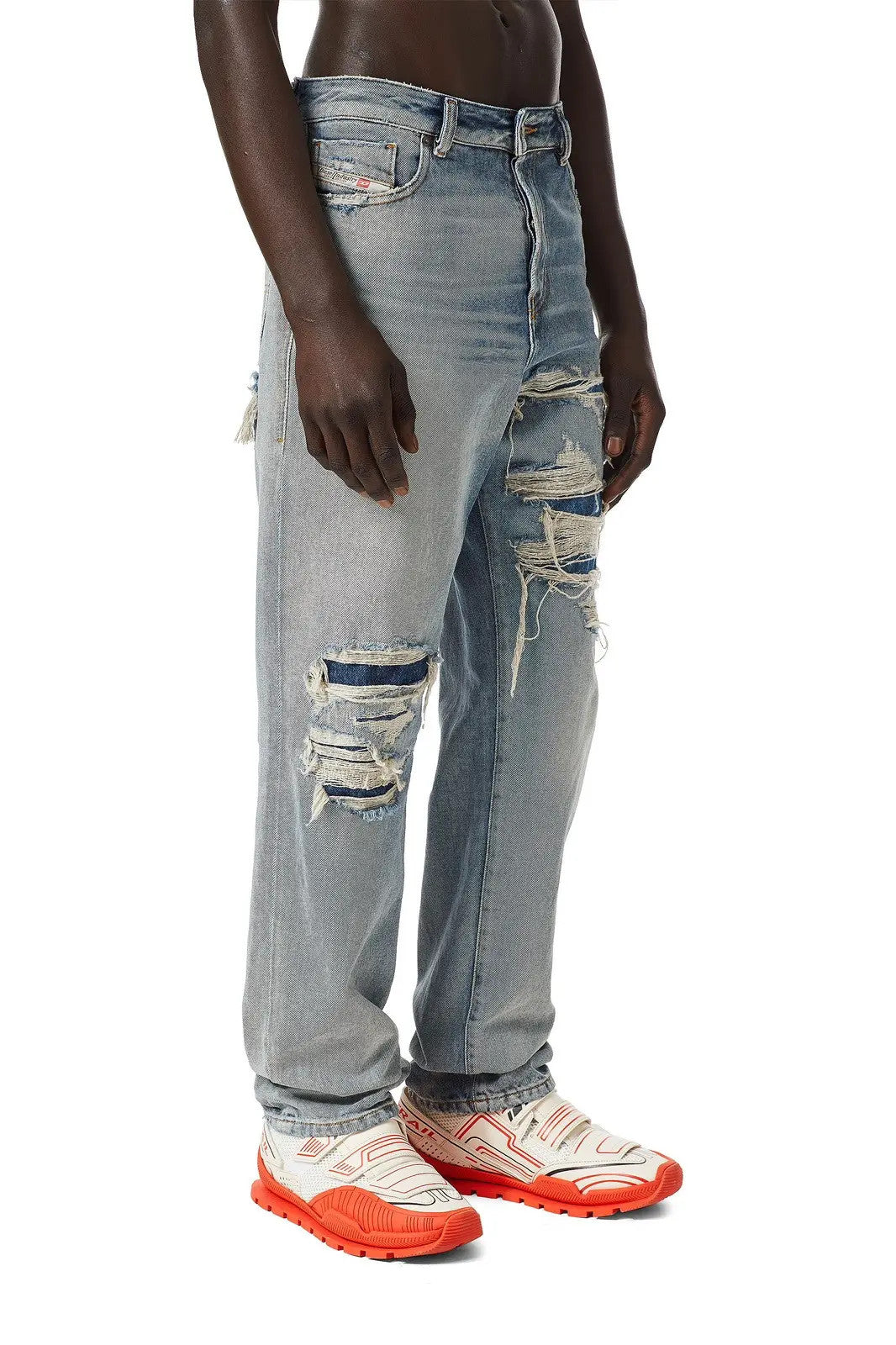 DIESEL D-Rekiv-Z 09C90 Men Jeans W32/L34 Ripped Distress Straight Washed RRP€295