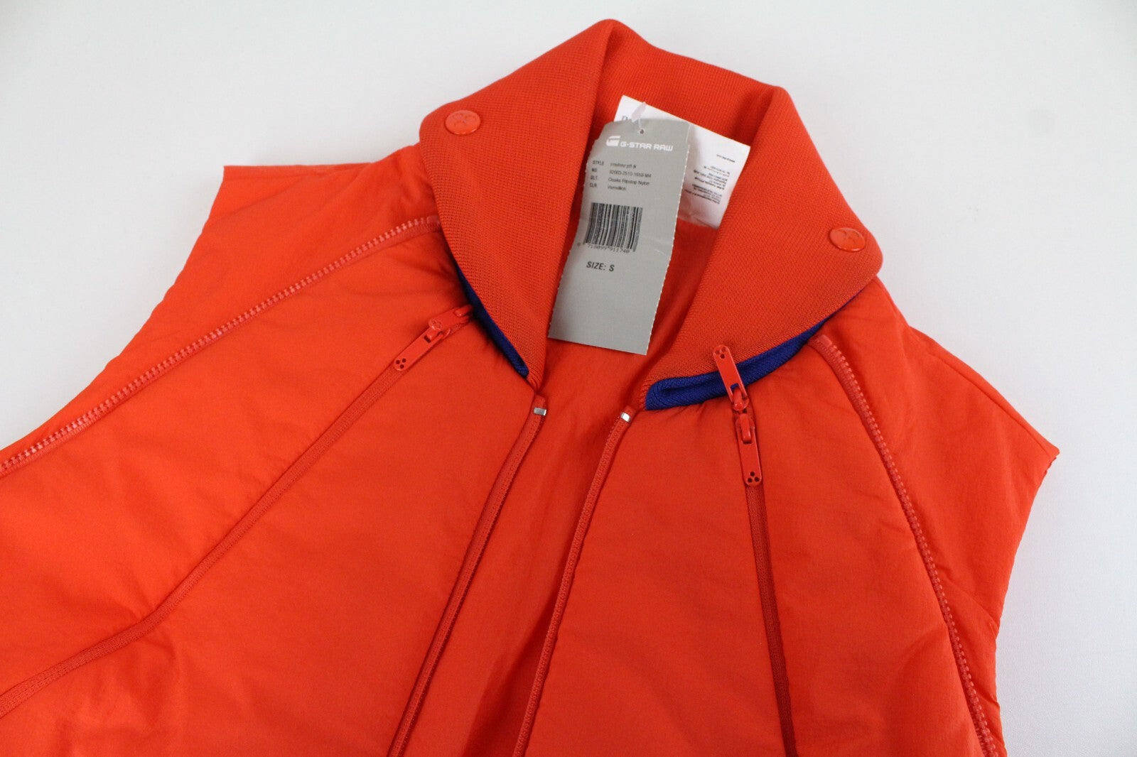 G-STAR Men's Orange Jacket Vest S Padded Unique Zipped Removable Sleeves