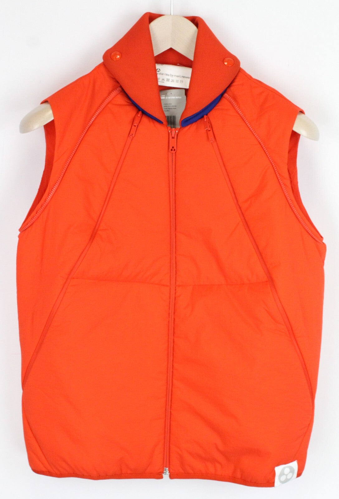 G-STAR Men's Orange Jacket Vest S Padded Unique Zipped Removable Sleeves