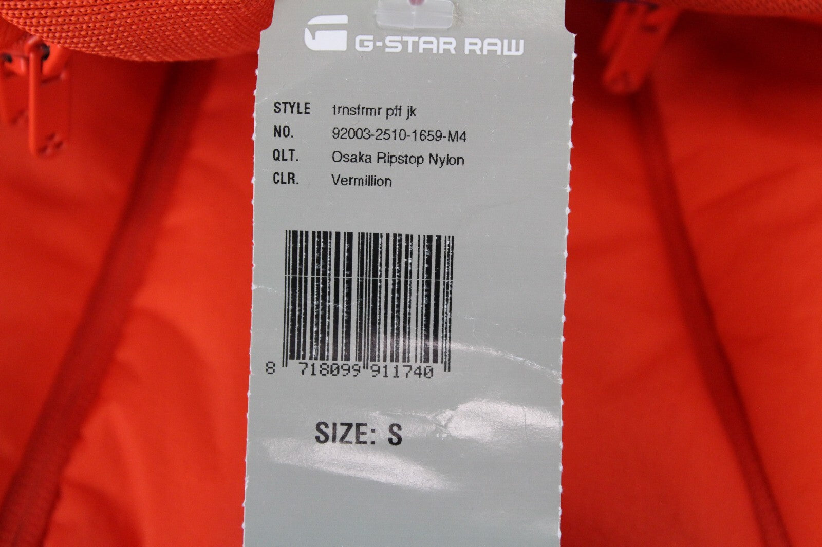 G-STAR Men's Orange Jacket Vest S Padded Unique Zipped Removable Sleeves