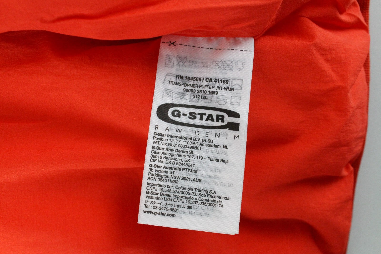 G-STAR Men's Orange Jacket Vest S Padded Unique Zipped Removable Sleeves
