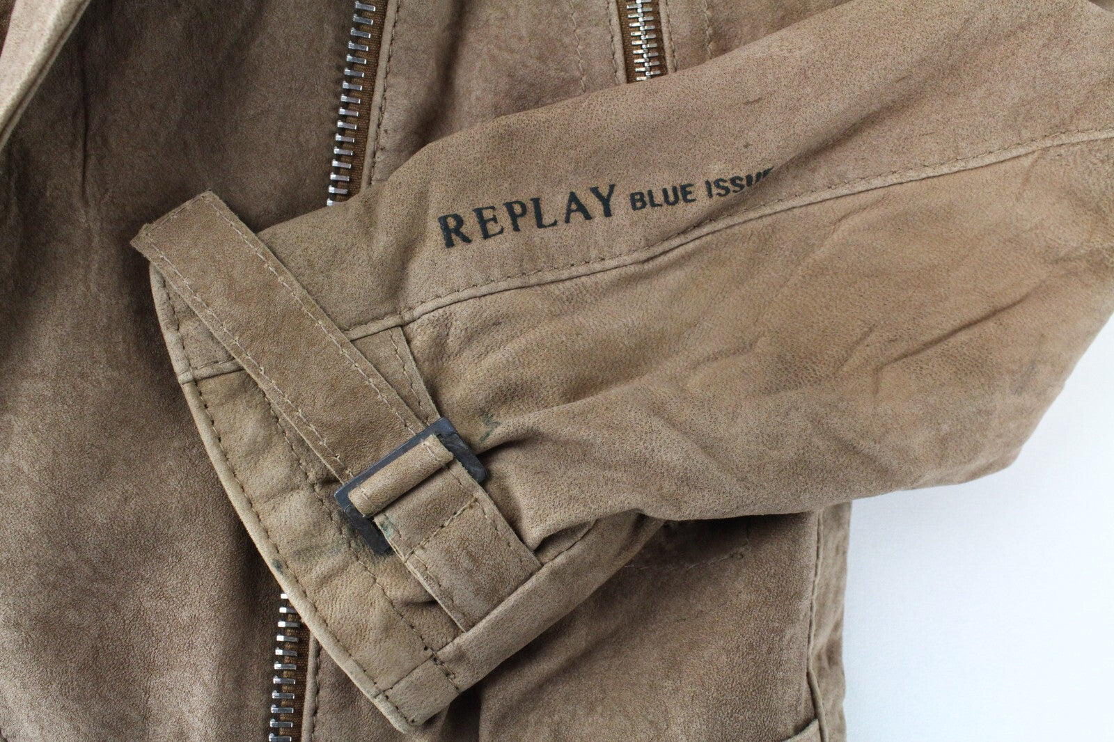 REPLAY moteriška ruda zomšinė avikailio striukė XS ilgomis rankovėmis su užtrauktuku ir pamušalu 