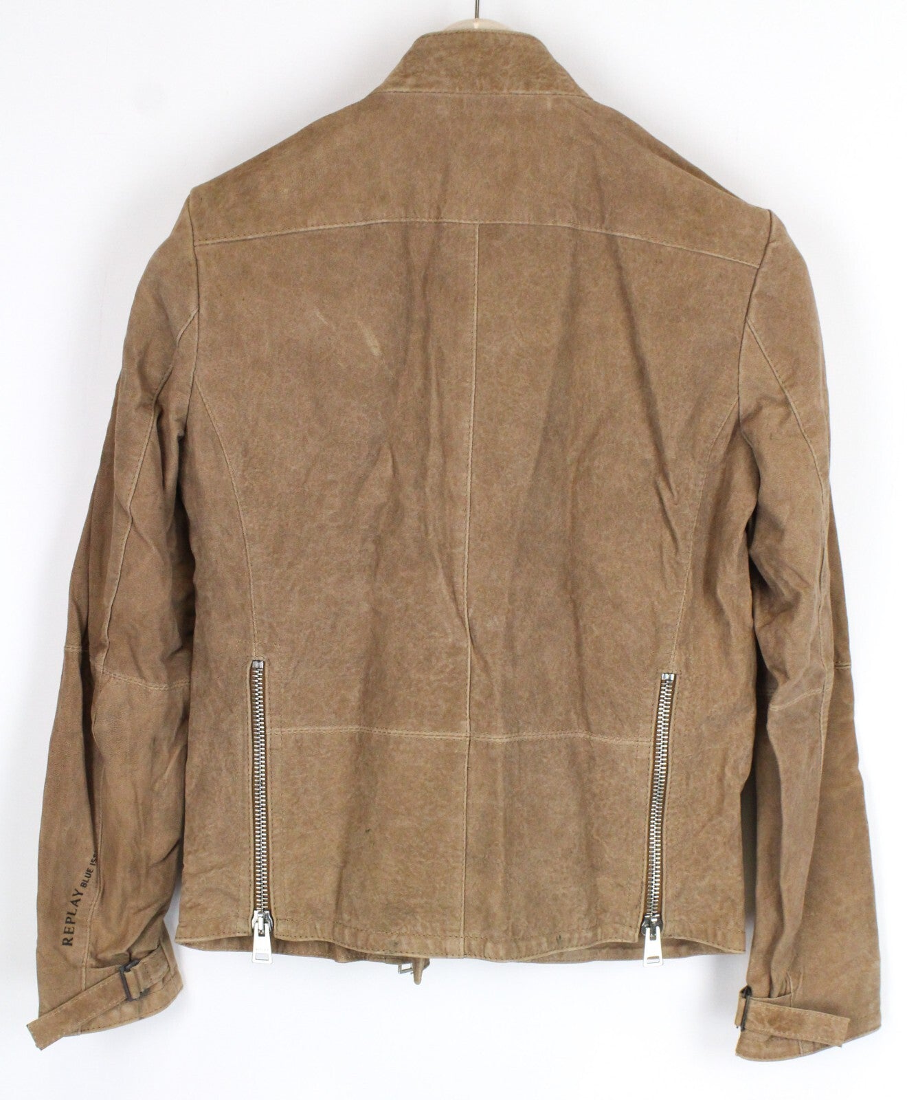 REPLAY moteriška ruda zomšinė avikailio striukė XS ilgomis rankovėmis su užtrauktuku ir pamušalu 