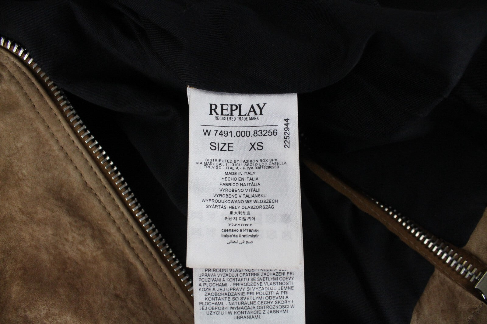 REPLAY moteriška ruda zomšinė avikailio striukė XS ilgomis rankovėmis su užtrauktuku ir pamušalu 