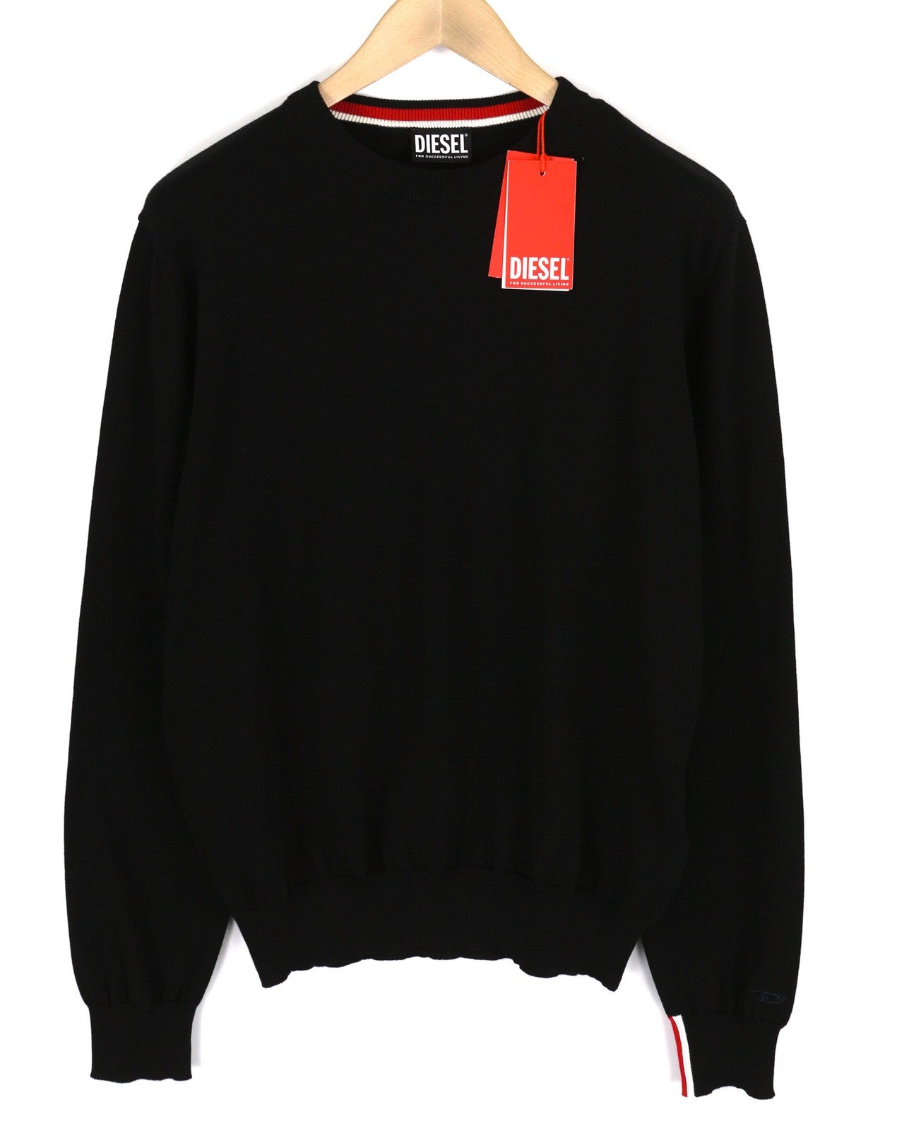 DIESEL K-Yonkers vyriškas megztinis M, juodas, apvalios kaklo iškirptės, tamprus, RRP 175 € 