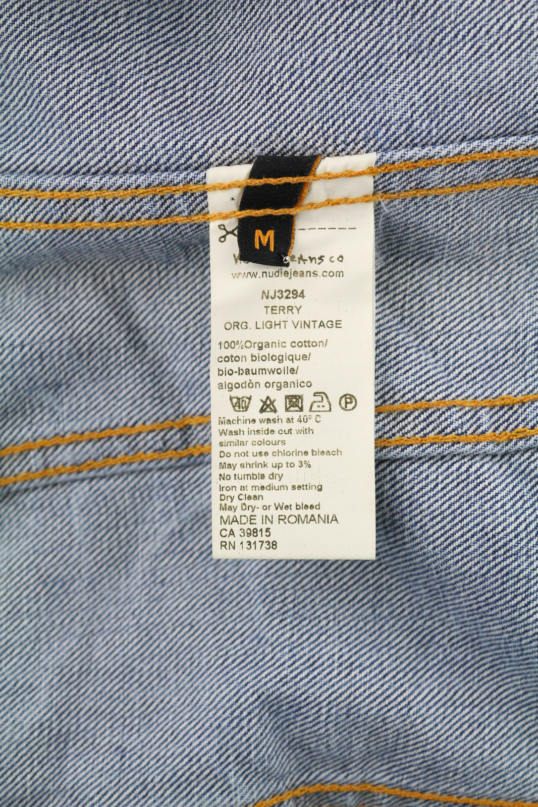 NUDIE JEANS Terry vyriška striukė M, skalbta, ekologiška, šviesiai vintažinė, su sagomis, išskleistas logotipas 