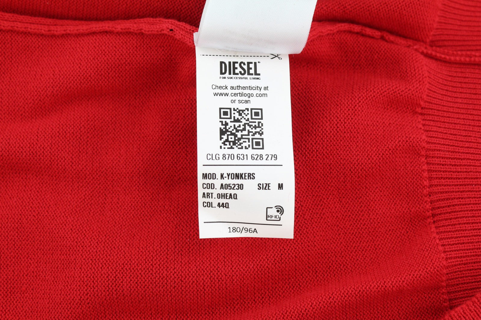 DIESEL K-Yonkers vyriškas megztinis M, raudonas, apvalios kaklo iškirptės, tamprus, RRP 175 € 