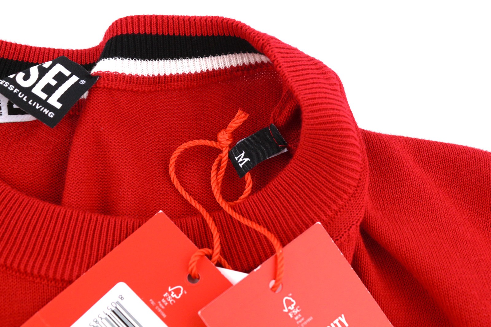 DIESEL K-Yonkers vyriškas megztinis M, raudonas, apvalios kaklo iškirptės, tamprus, RRP 175 € 