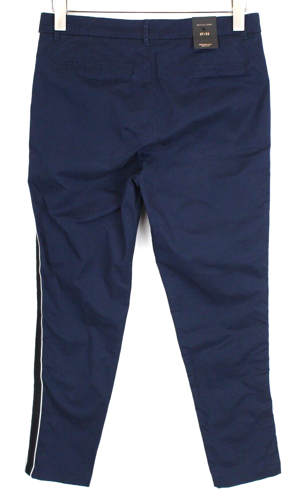 MAISON SCOTCH Women's Navy Trousers W27/L32 Chino Zipped Side Line Regular Fit