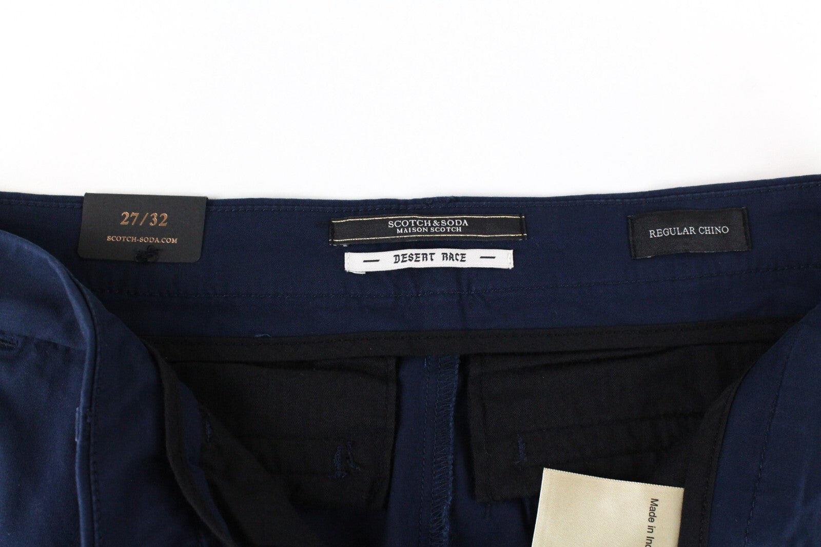 MAISON SCOTCH Women's Navy Trousers W27/L32 Chino Zipped Side Line Regular Fit