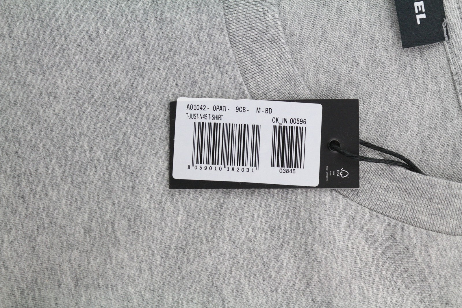 DIESEL T-Just-N45 Men T-Shirt M Short Sleeve Crew Collar Melange Grey Casual