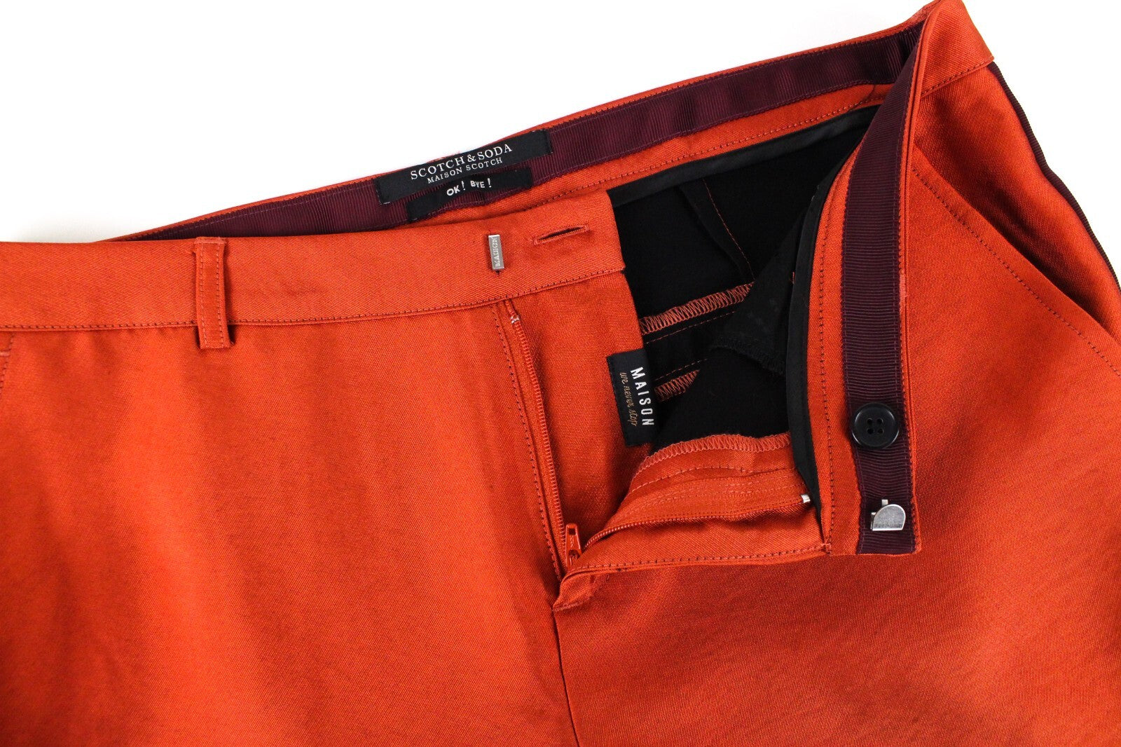MAISON SCOTCH Women Trousers S Orange Cropped Casual Classic with Side Stripe