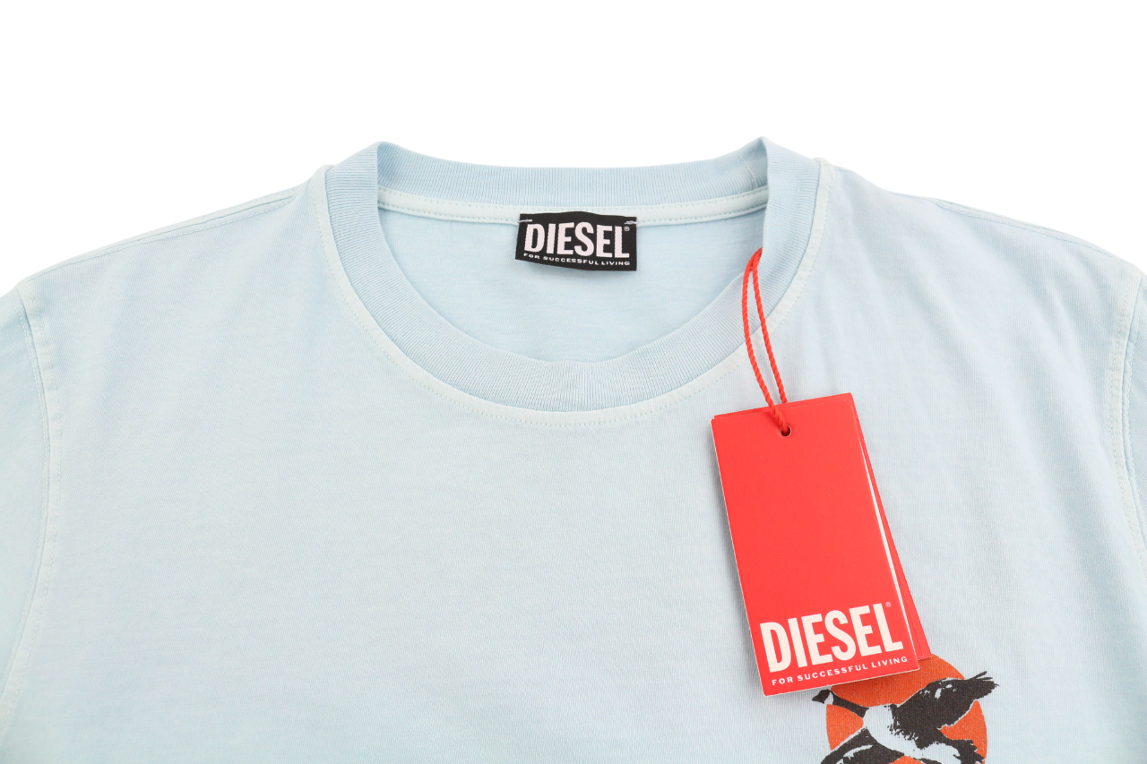 DIESEL T-Diegor-C11 vyriški marškinėliai, XL dydžio, trumpomis rankovėmis, apvalia apykakle, trikotažo spalvos, RRP – 80 €, mėlyni 