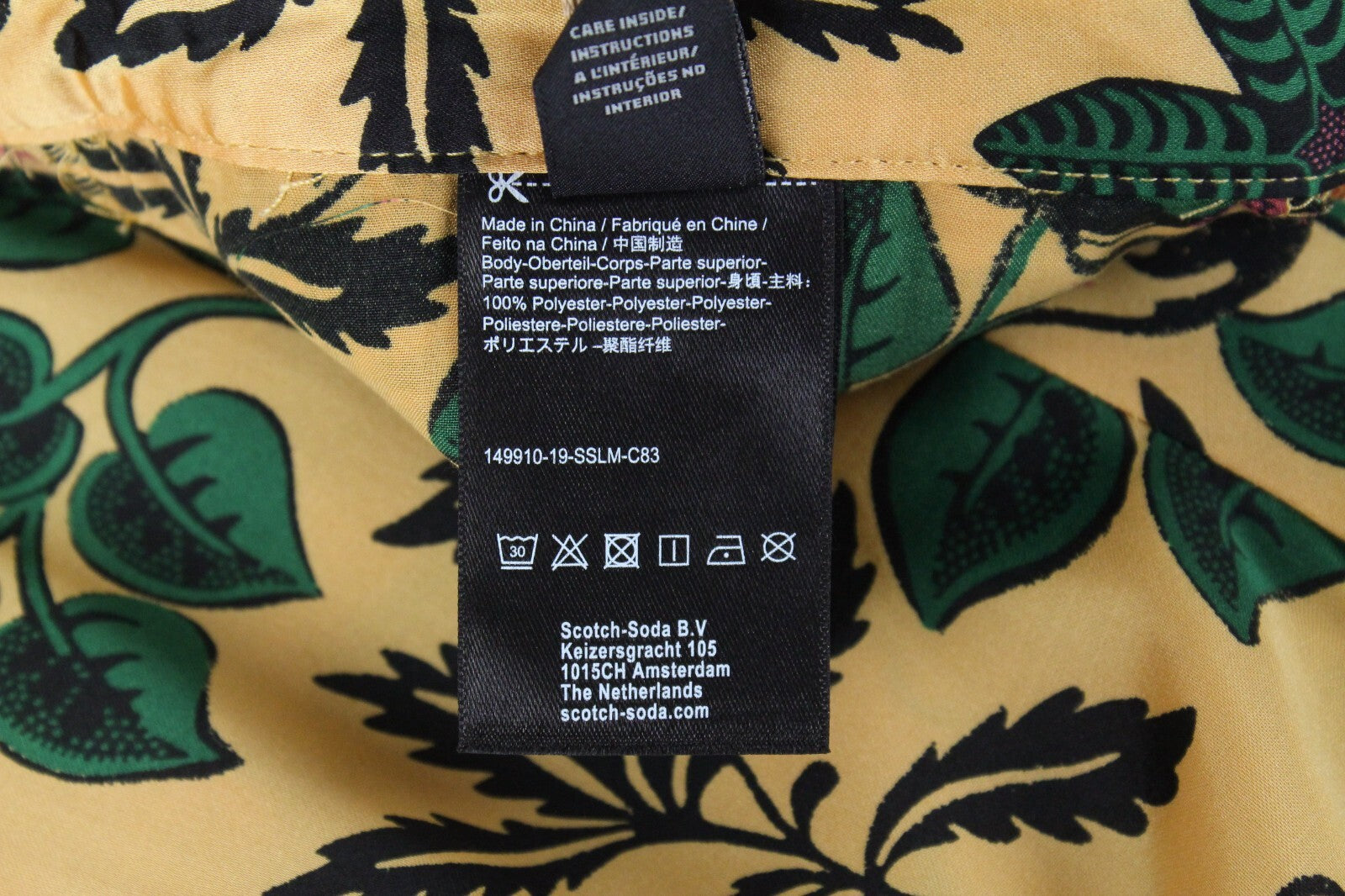 MAISON SCOTCH XS Women Trousers Yellow Floral Pleated Lightweight Cotton