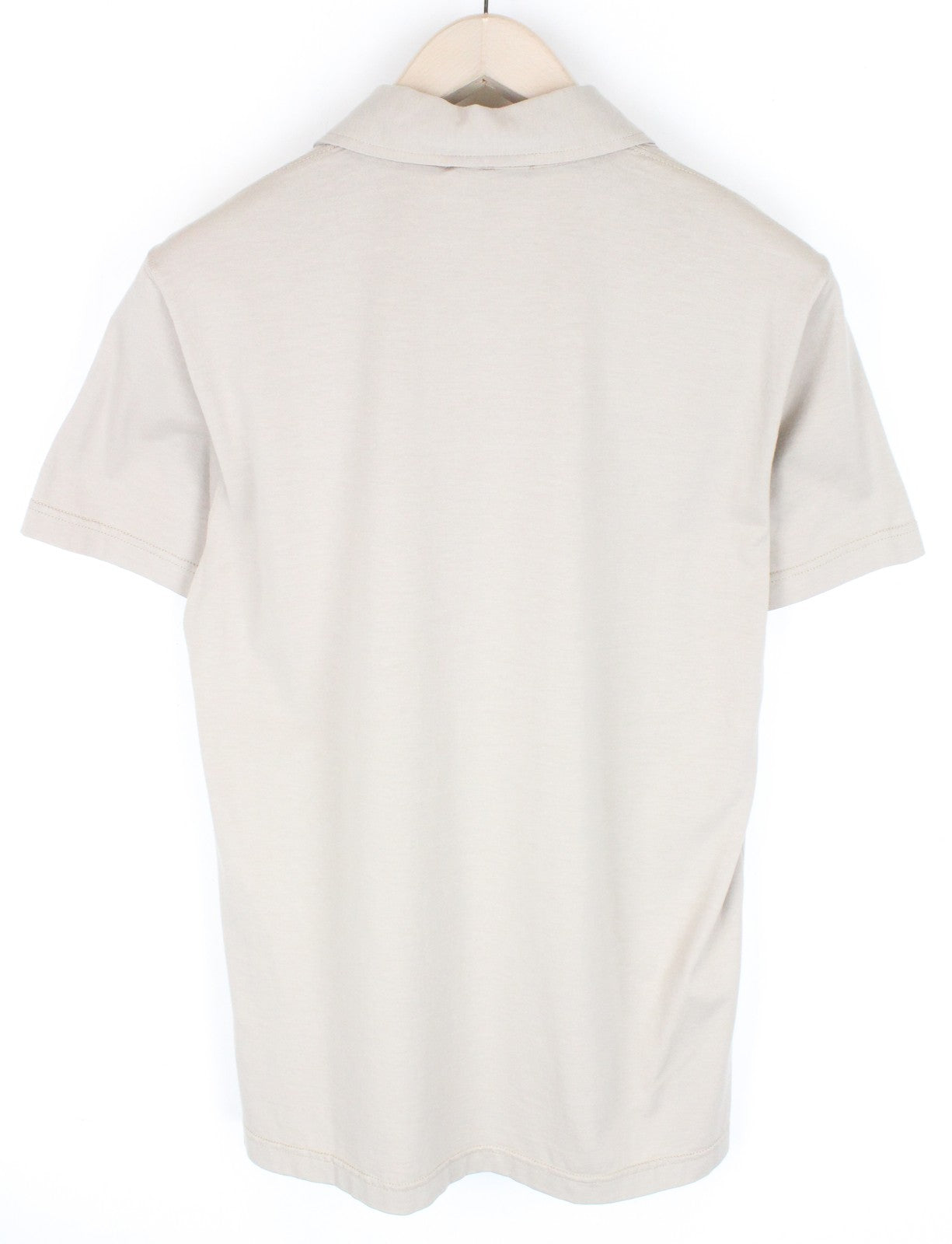 RICHMOND vyriški smėlio spalvos marškinėliai su grynos medvilnės trumpomis rankovėmis ir logotipu bei apykakle, L dydžio 