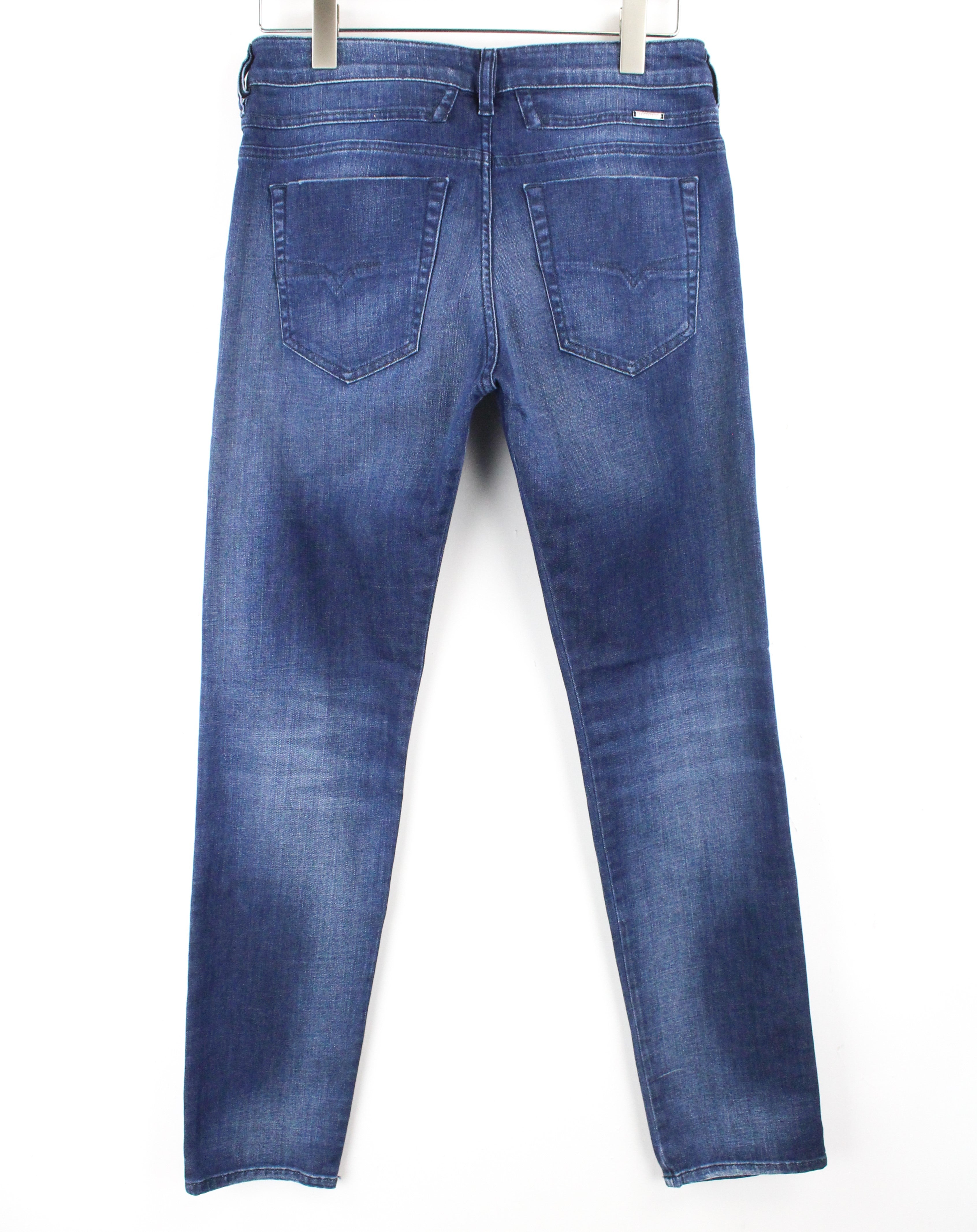 DIESEL D-Bazer 084GR vyriški džinsai W29/L32 mėlyni su sagomis ir tampriu medvilniniu audiniu. 