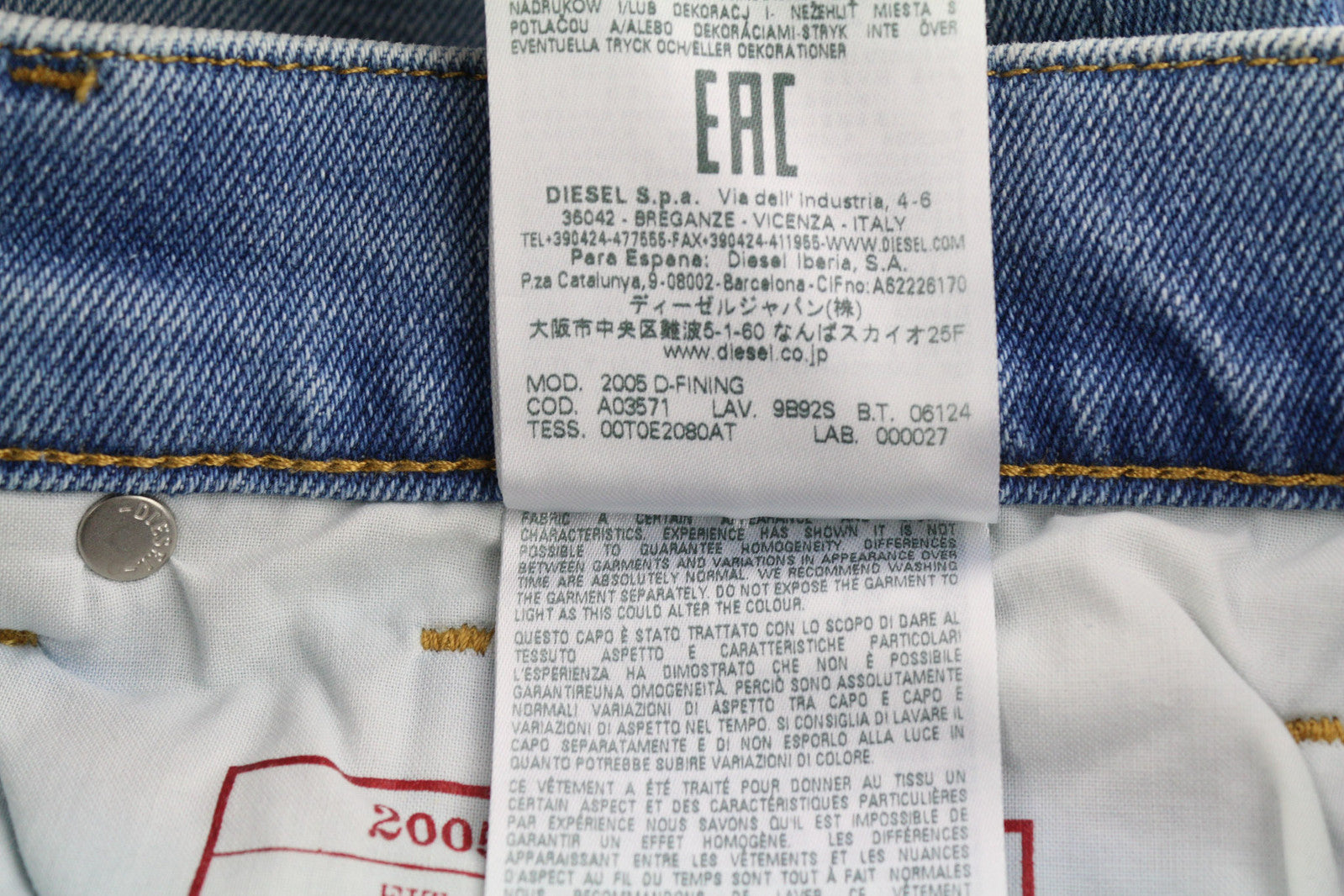 DIESEL 2005 D-Fining 9B92S Men Jeans W32/L32 Regular Mid Waist Tapered RRP€160