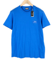 DIESEL T-Diegos-E2 vyriški marškinėliai su trumpomis rankovėmis, apvalia kaklo iškirpte, trikotažo logotipu, laisvalaikio mėlyna spalva, L dydžio 