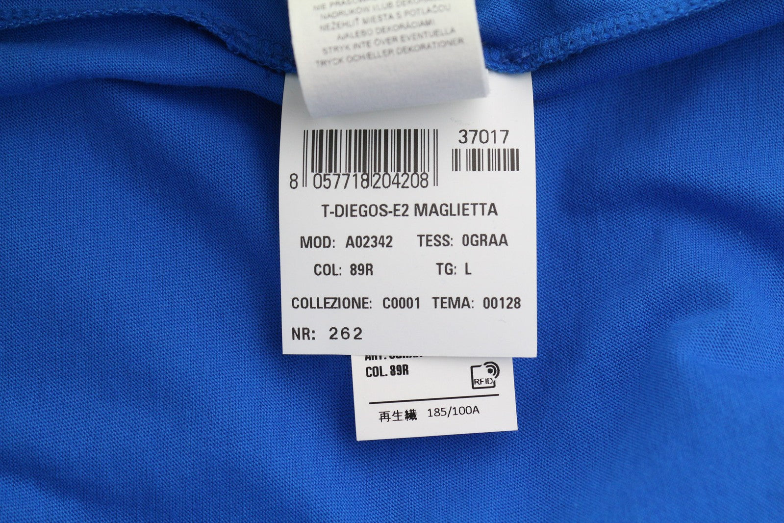 DIESEL T-Diegos-E2 vyriški marškinėliai su trumpomis rankovėmis, apvalia kaklo iškirpte, trikotažo logotipu, laisvalaikio mėlyna spalva, L dydžio 