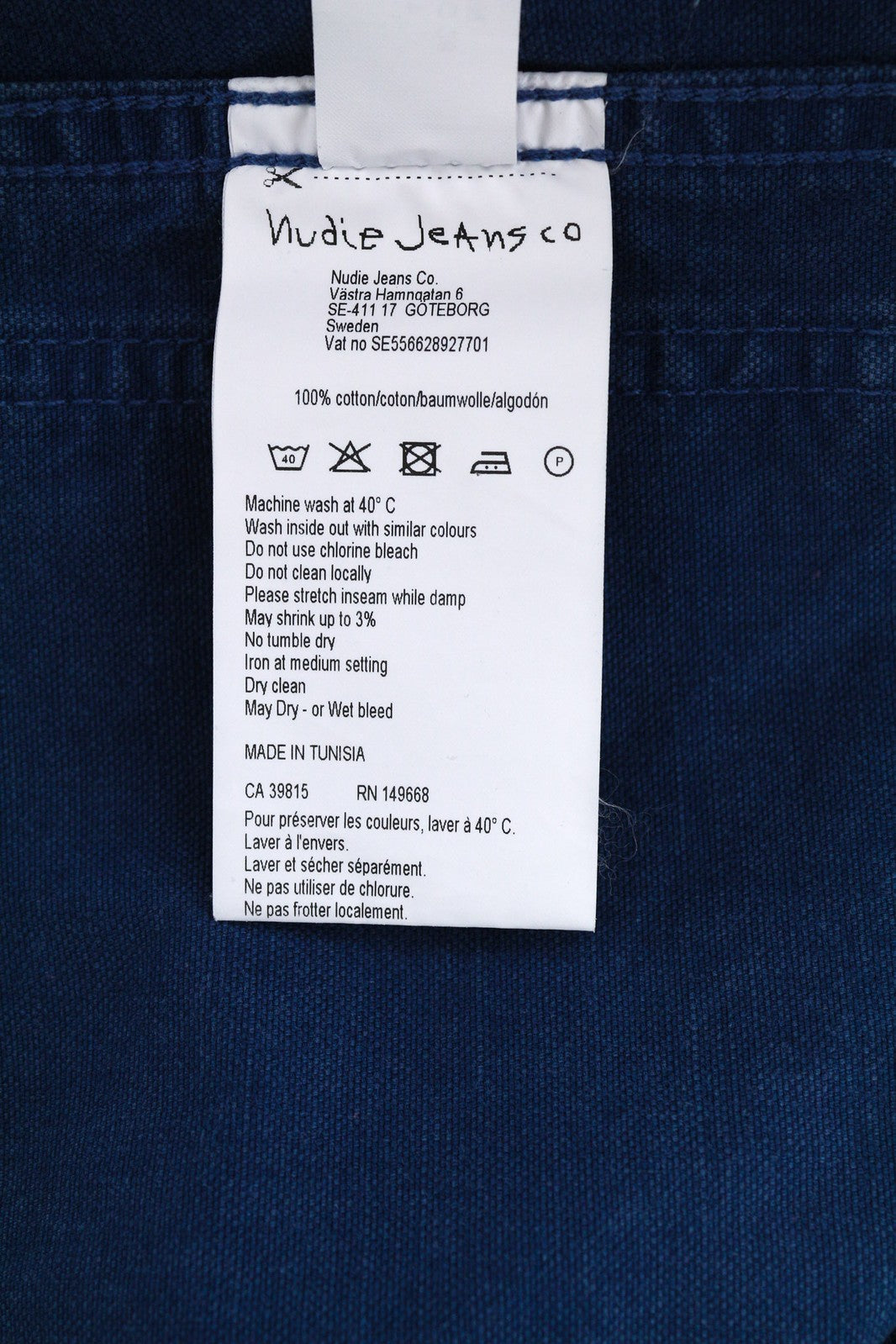 NUDIE Paul vyriška striukė S Worker Oden mėlyna su sagomis džinsinio audinio 