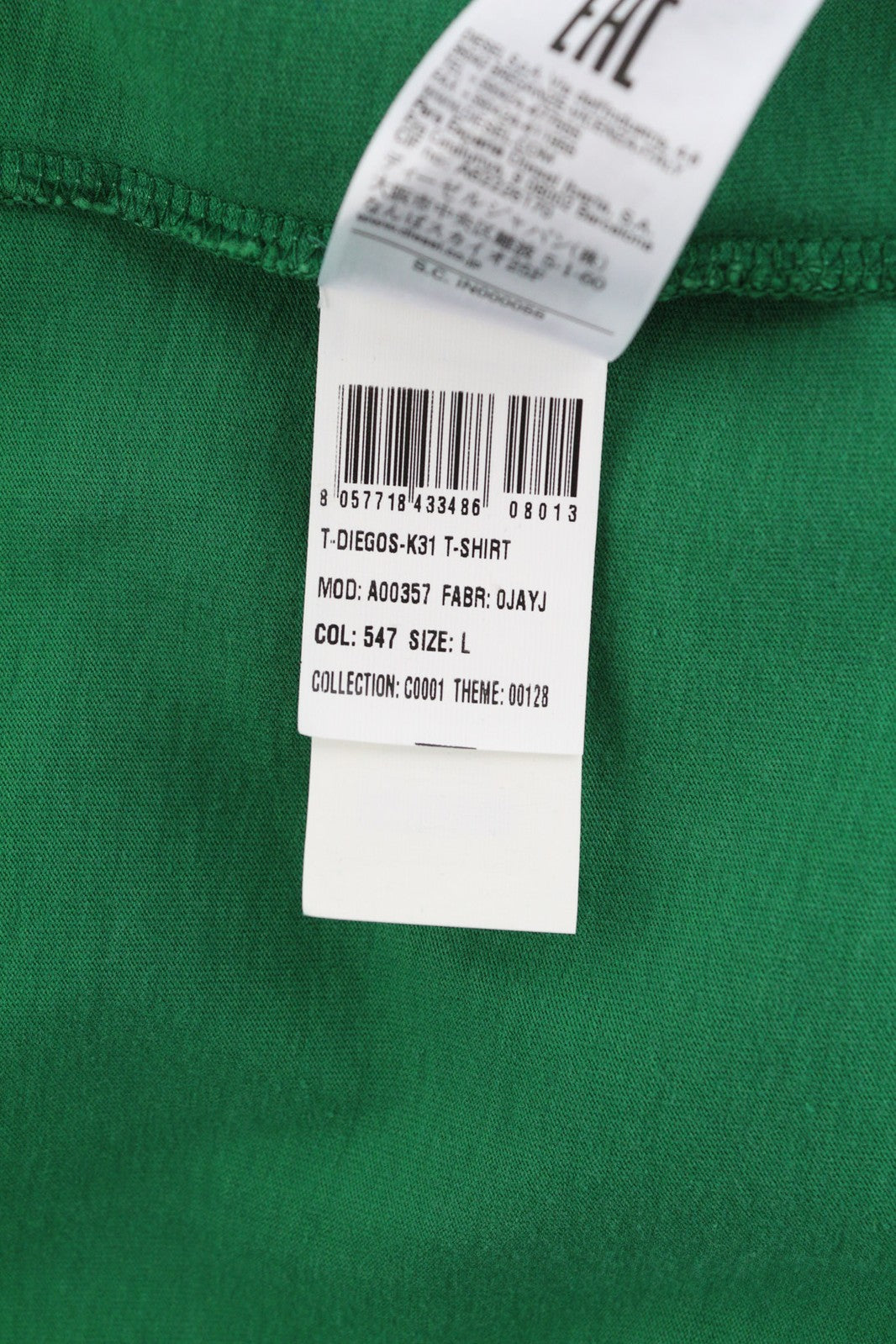 DIESEL T-Diegos-K31 vyriški marškinėliai su trumpomis rankovėmis, L dydžio, apvalia kaklo iškirpte, trikotažiniu logotipu, laisvalaikio stiliumi. 