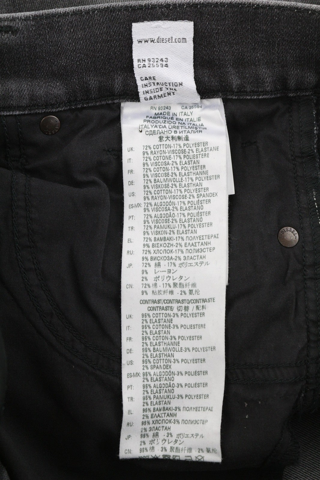 DIESEL D-Amny 009QE vyriški džinsai W32/L32 Skinny, tamprūs, skalbti juodi, rekomenduojama kaina – 225 € 