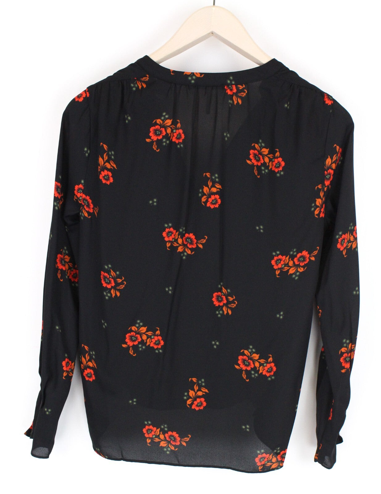 MAISON SCOTCH XS Women Floral Wrap Blouse Black Long Sleeved