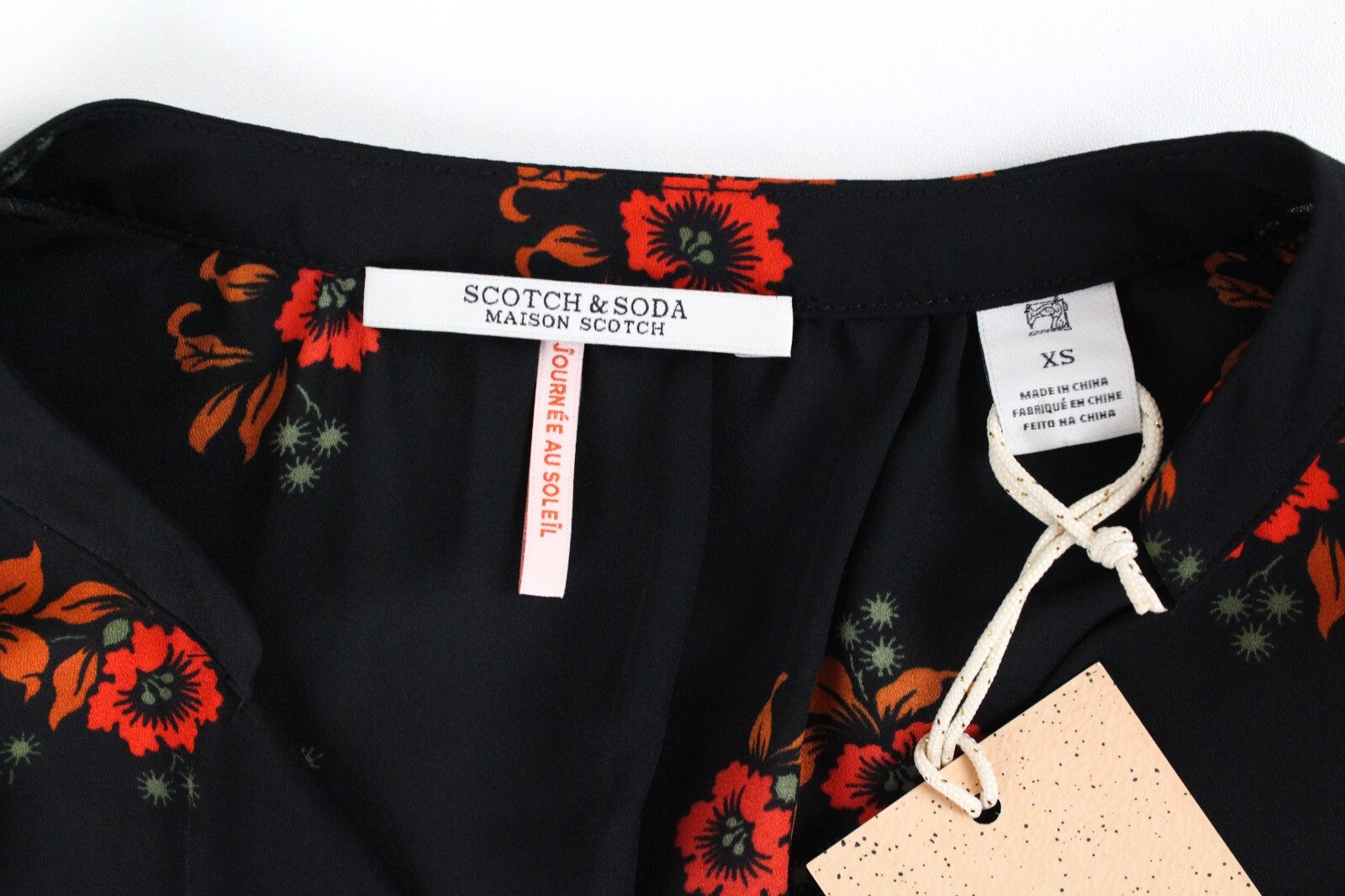 MAISON SCOTCH XS Women Floral Wrap Blouse Black Long Sleeved